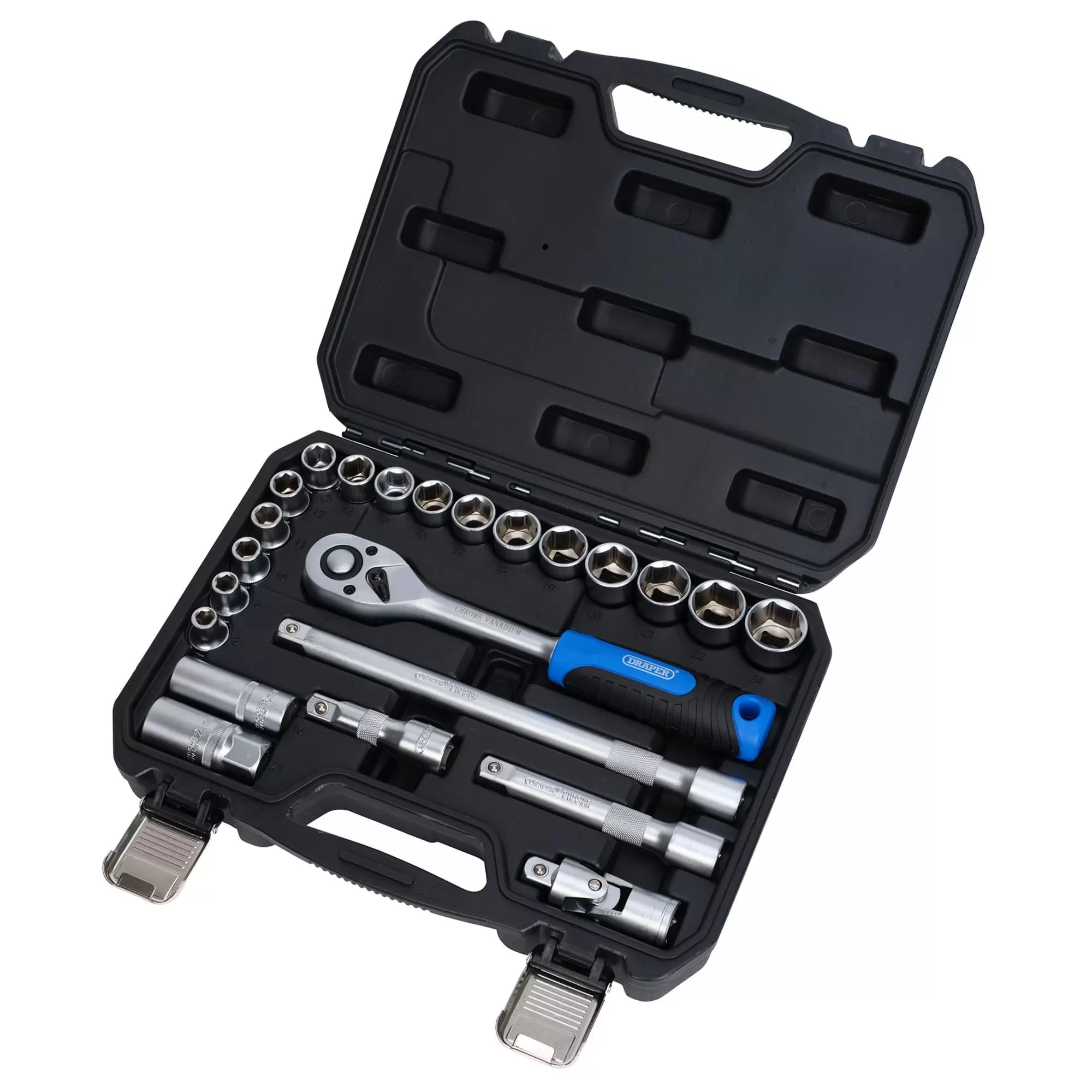 Draper Tools - 24229 - Draper HI-TORQ® Metric Socket Set, 1/2" Sq. Dr. (23 Piece)