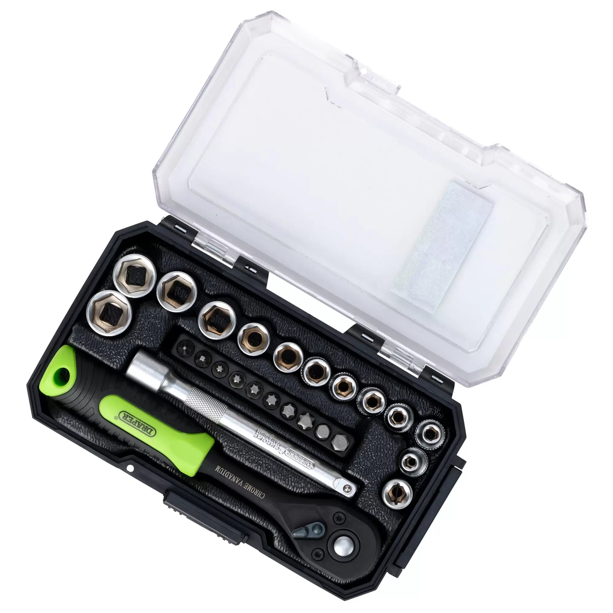 Draper Tools - 24233 - Draper HI-TORQ® Metric Socket and Bit Set, 1/4" Sq. Dr. (25 Piece)