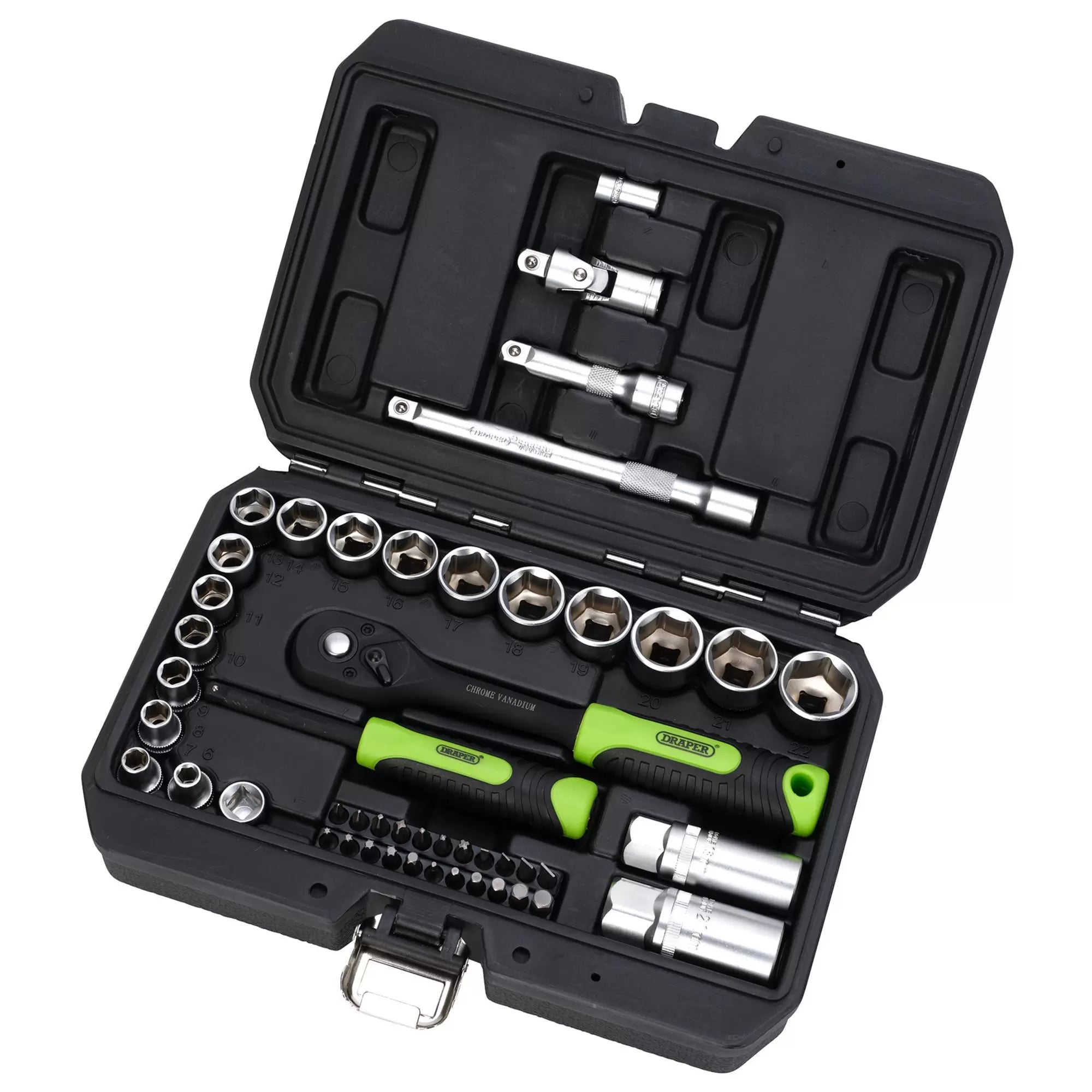 Draper Tools - 24235 - Draper HI-TORQ® Metric Socket and Bit Set, 1/4" and 3/8" Sq. Dr. (48 Piece)