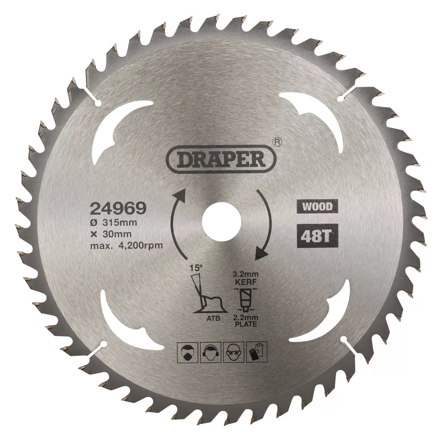 Draper Tools - 24969 - TCT Circular Saw Blade for Wood, 315 x 30mm, 48T