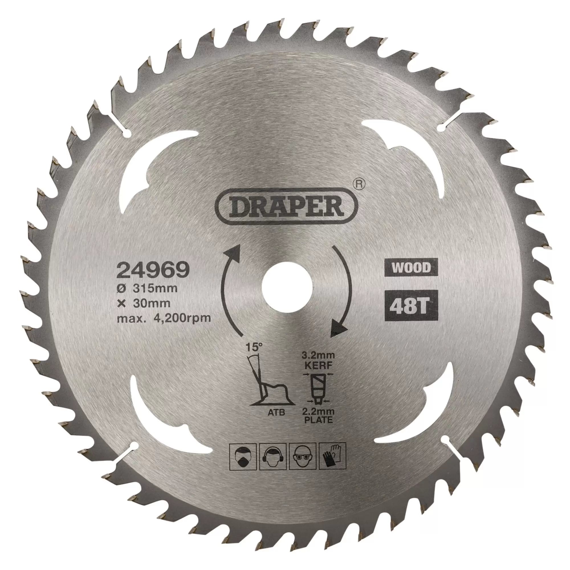 Draper Tools - 24969 - TCT Circular Saw Blade for Wood, 315 x 30mm, 48T