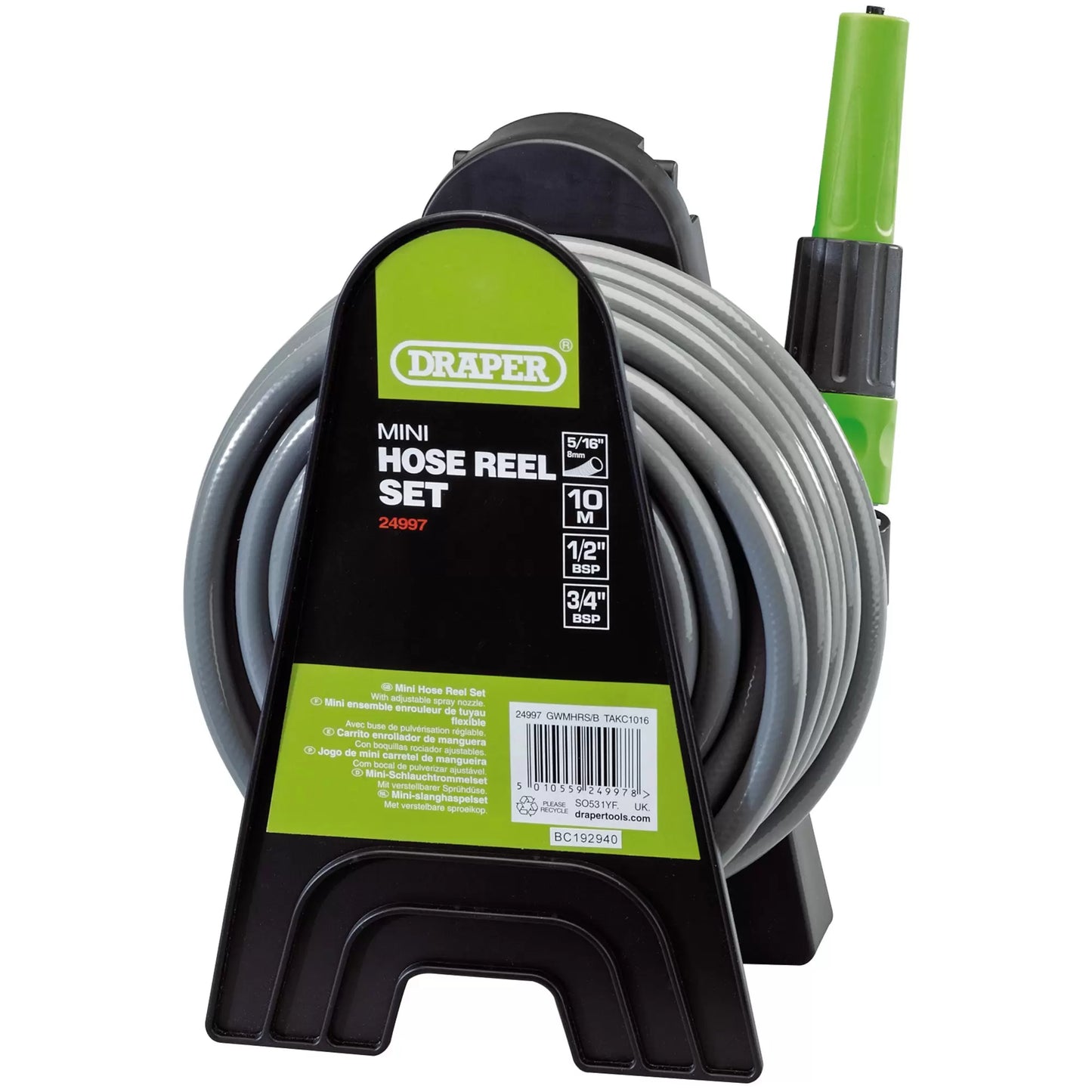 Draper Tools - 24997 - Mini Hose Reel Set, 8mm Bore, 10m