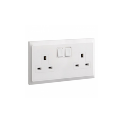 Legrand Belanko S - 2 gang single pole BS switched socket outlet inboard rockers - 13A