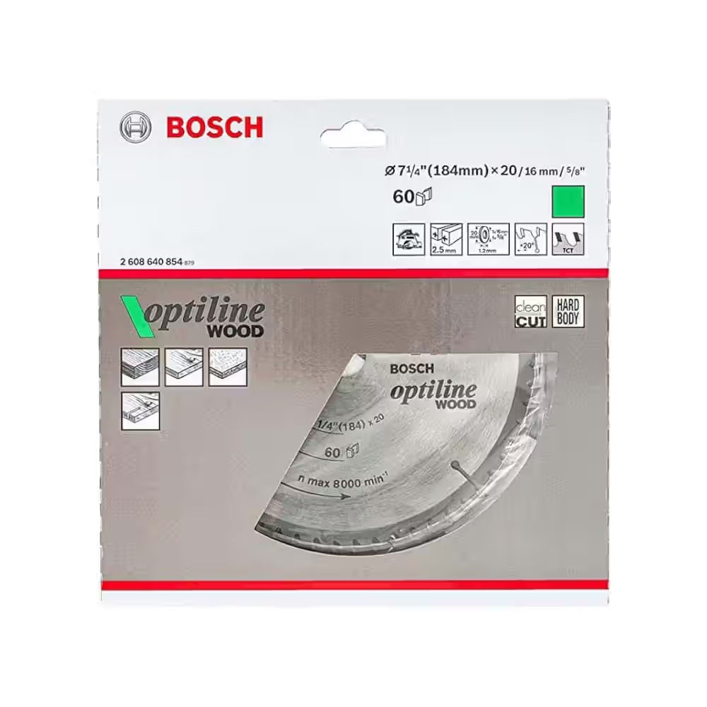 Bosch Optiline Wood Circular Saw Blade | 184mm x 24T | 2608640854