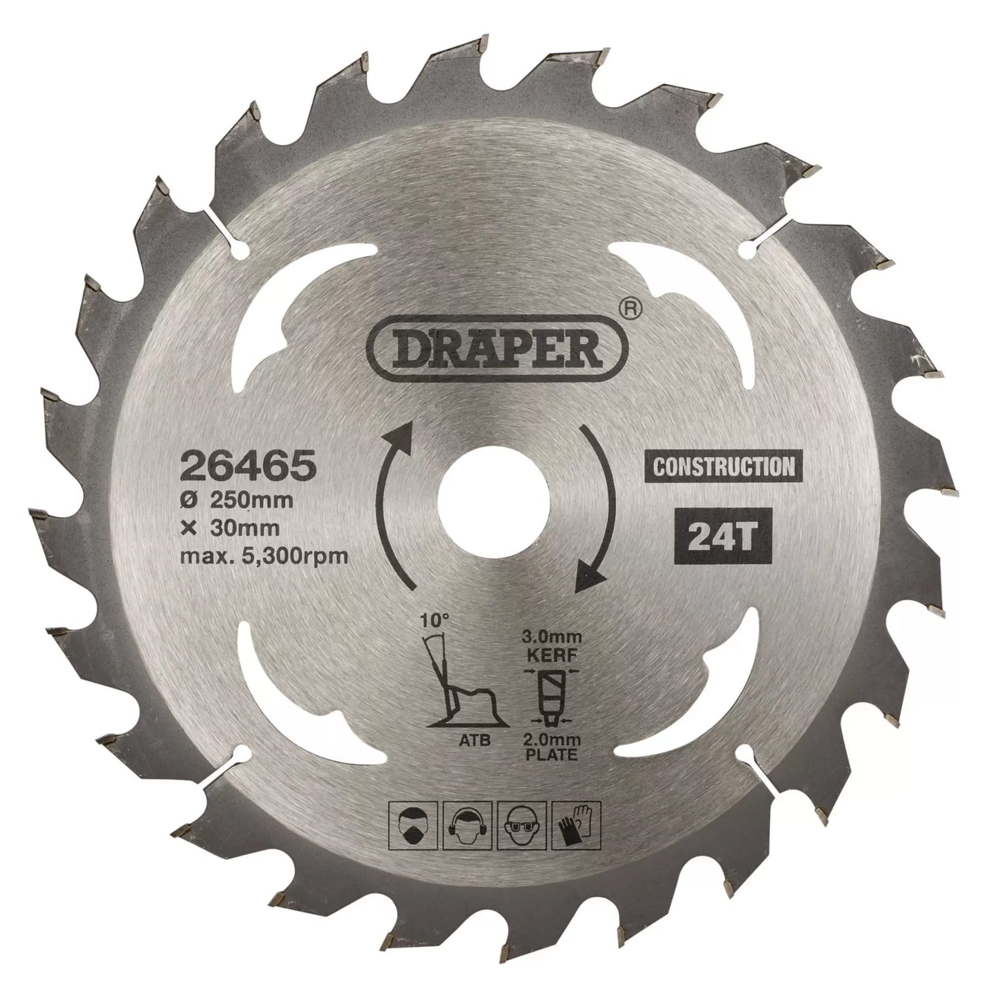 Draper TCT Construction Circular Saw Blade 250x30mm 24T