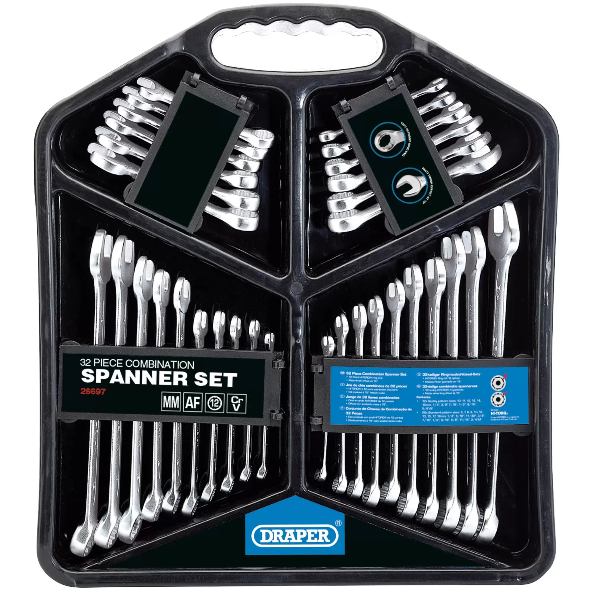 Draper Tools - 26697 - Draper HI-TORQ® Four Combination Spanner Sets (32 Piece)