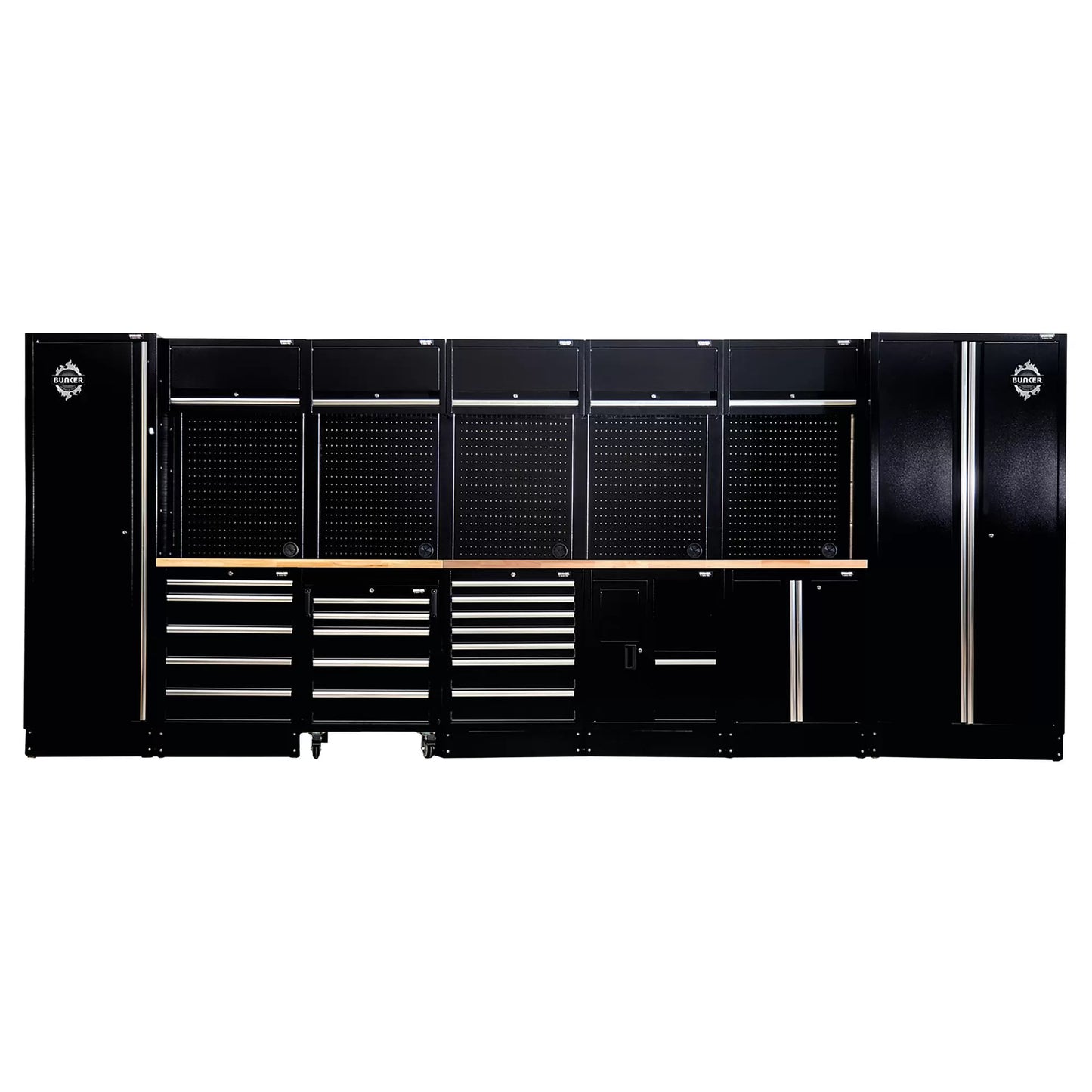 Draper Tools - 27064 - BUNKER 25 Piece Modular Storage Combo with Hardwood Worktop, 4915mm