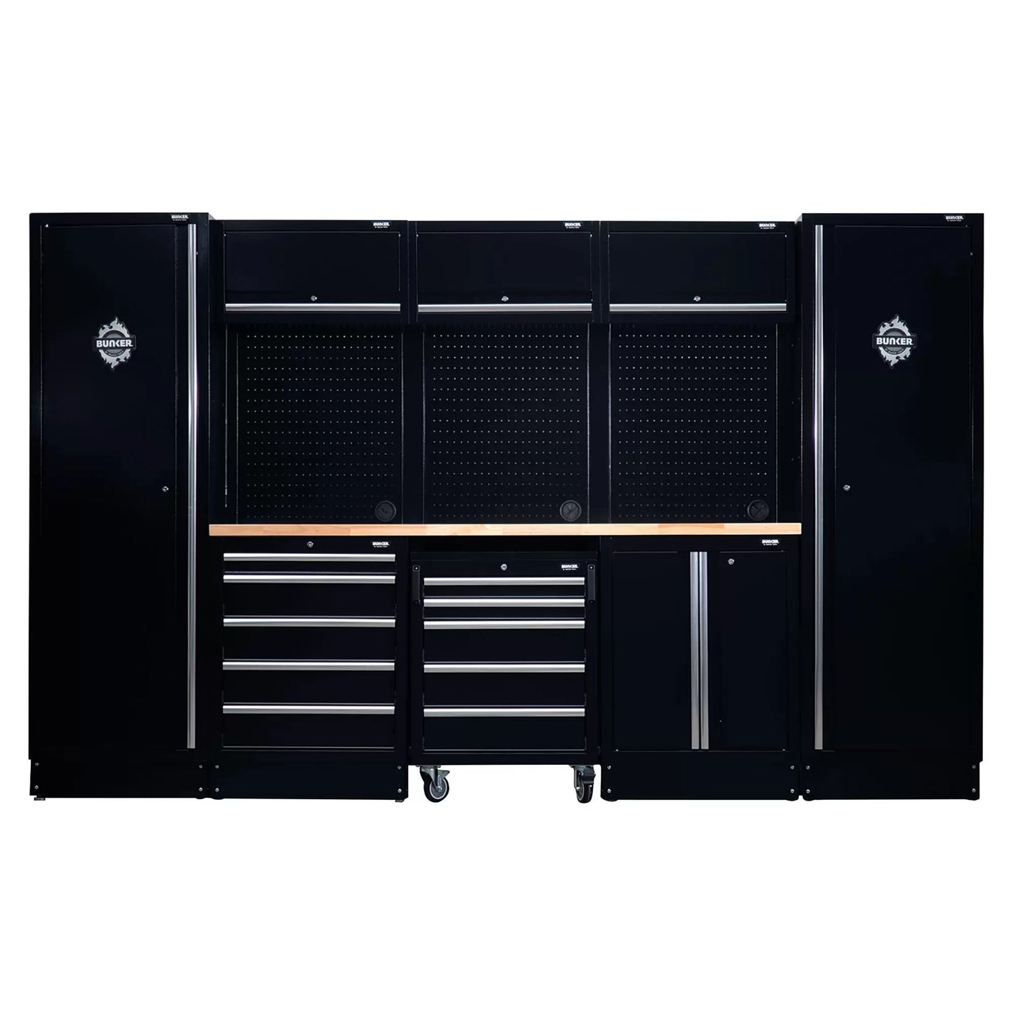 Draper Tools - 27066 - BUNKER 16 Piece Modular Storage Combo with Hardwood Worktop, 3240mm