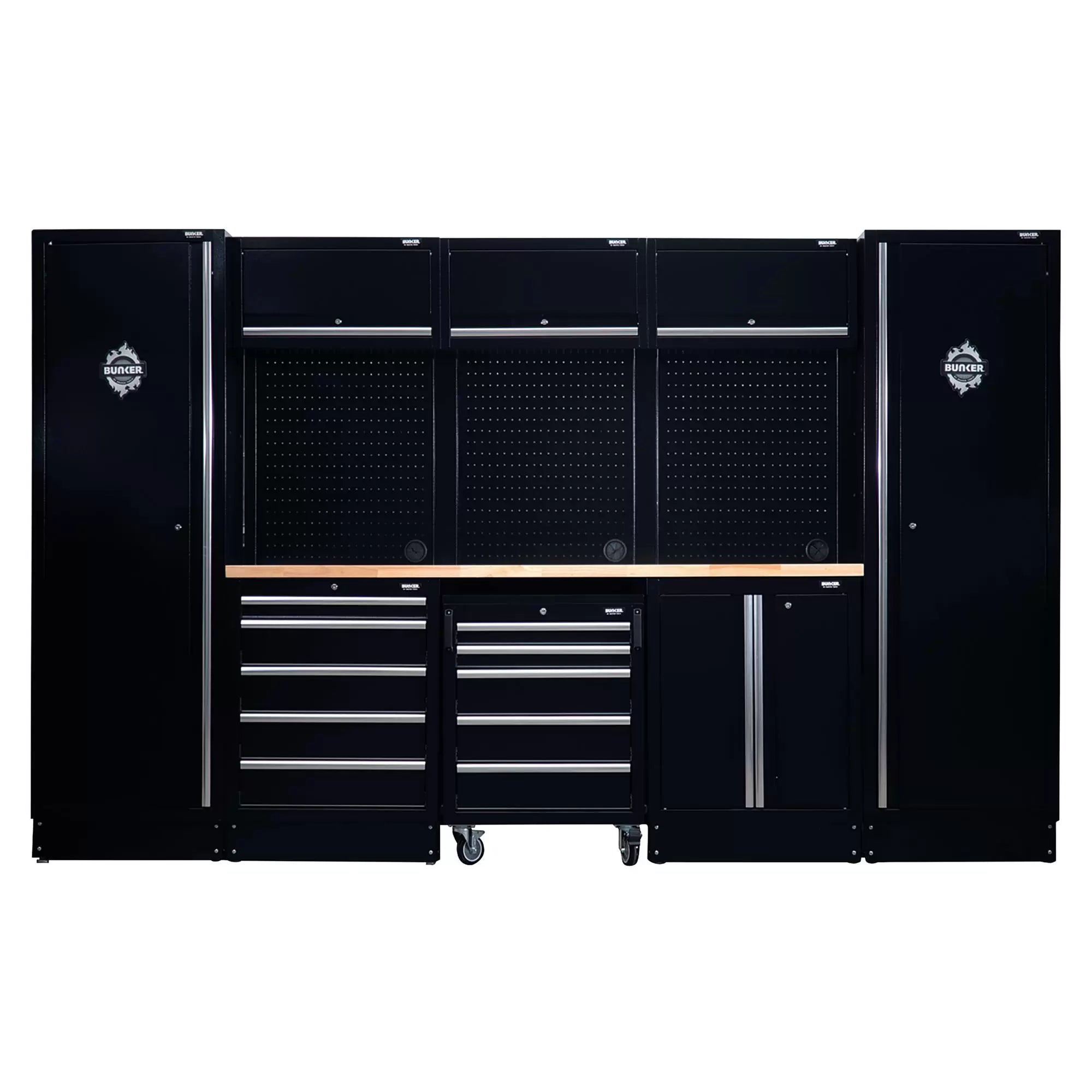 Draper Tools - 27066 - BUNKER 16 Piece Modular Storage Combo with Hardwood Worktop, 3240mm