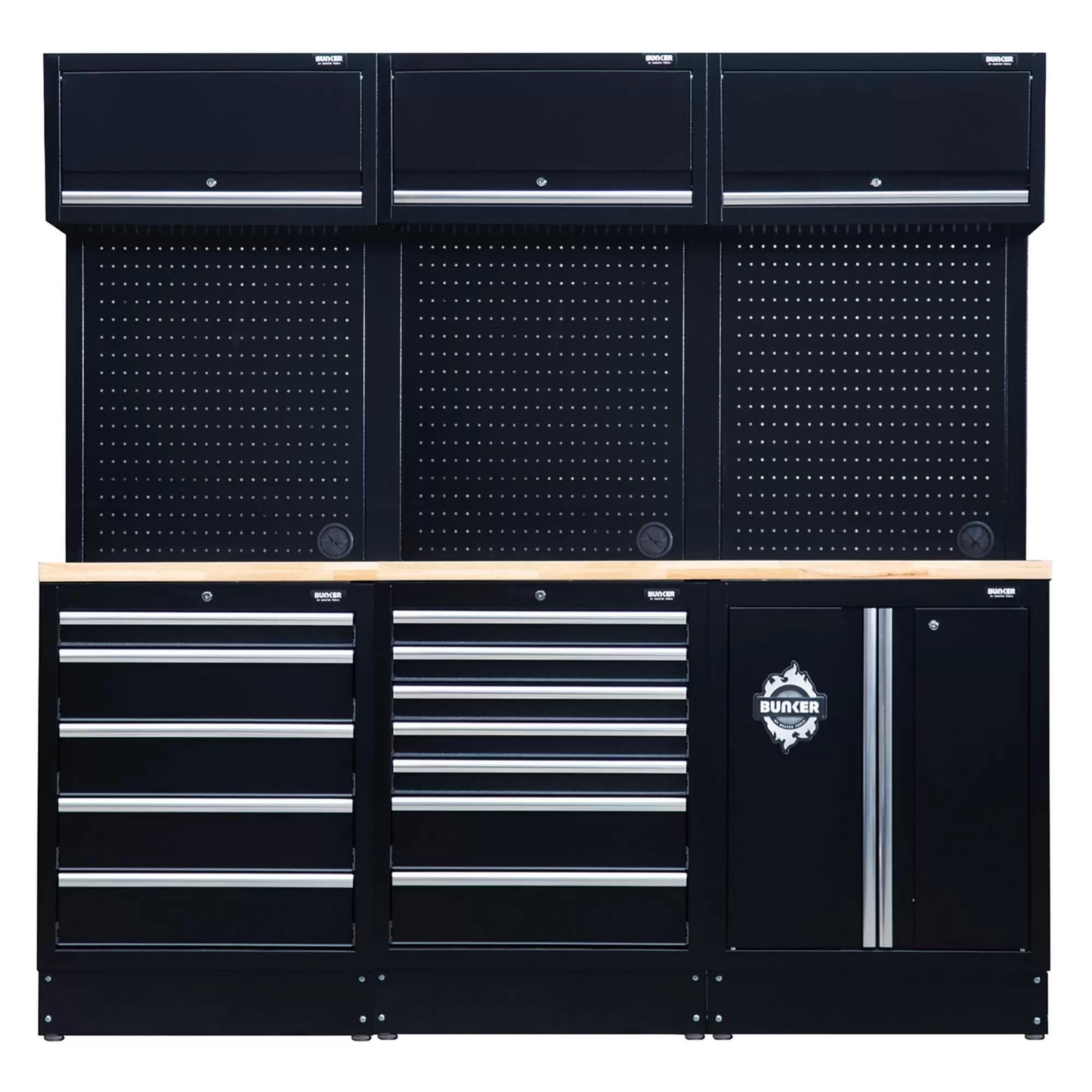 Draper Tools - 27206 - BUNKER 14 Piece Modular Storage Combo with Hardwood Worktop, 2040mm