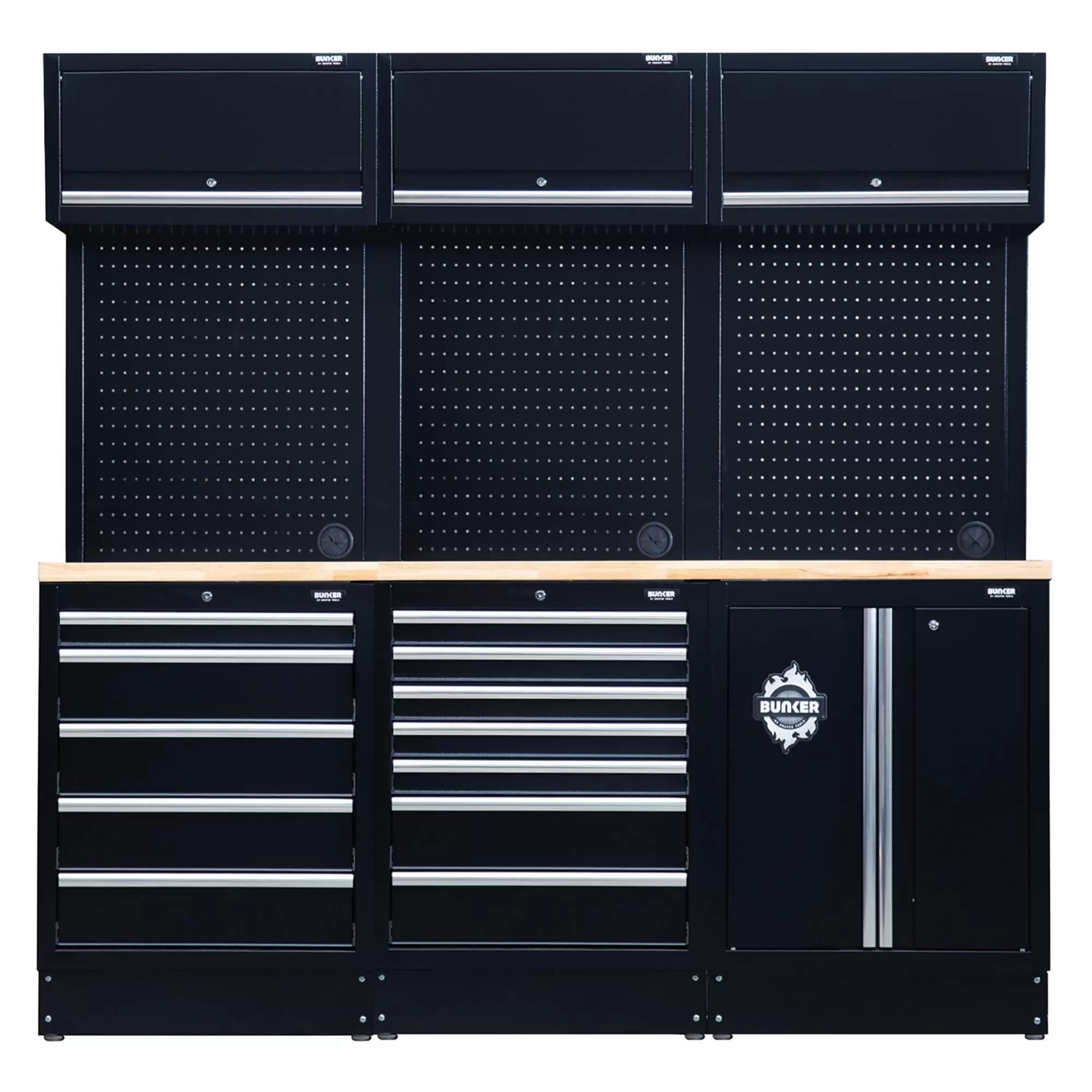 Draper Tools - 27206 - BUNKER 14 Piece Modular Storage Combo with Hardwood Worktop, 2040mm