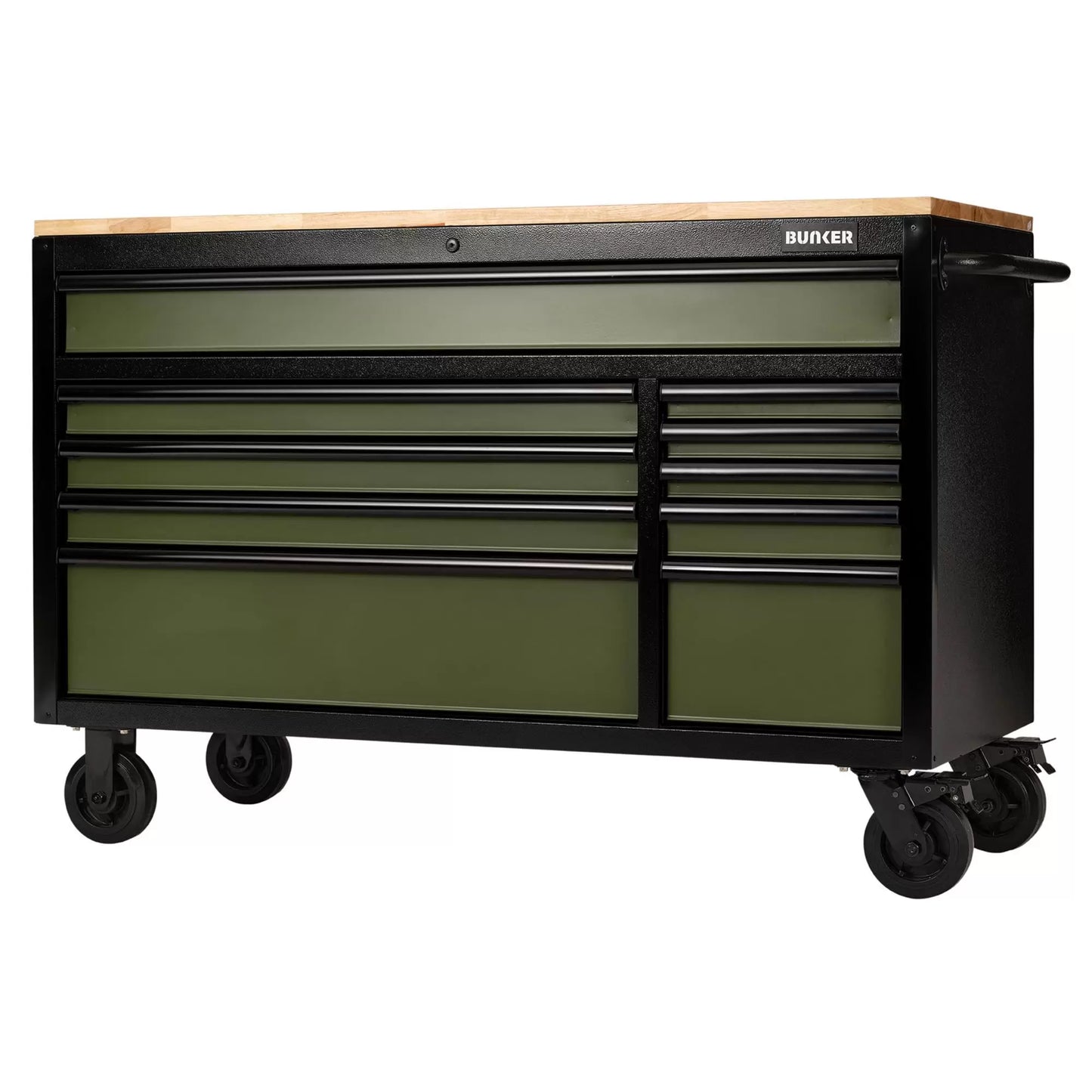 Draper Tools - 27221 - BUNKER 10 Drawer Workbench Roller Tool Cabinet, 56", Green