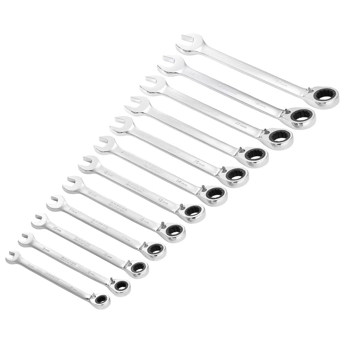 Draper Tools - 27692 - Draper HI-TORQ® Metric Reversible Ratchet Combination Spanner Set (12 Piece)