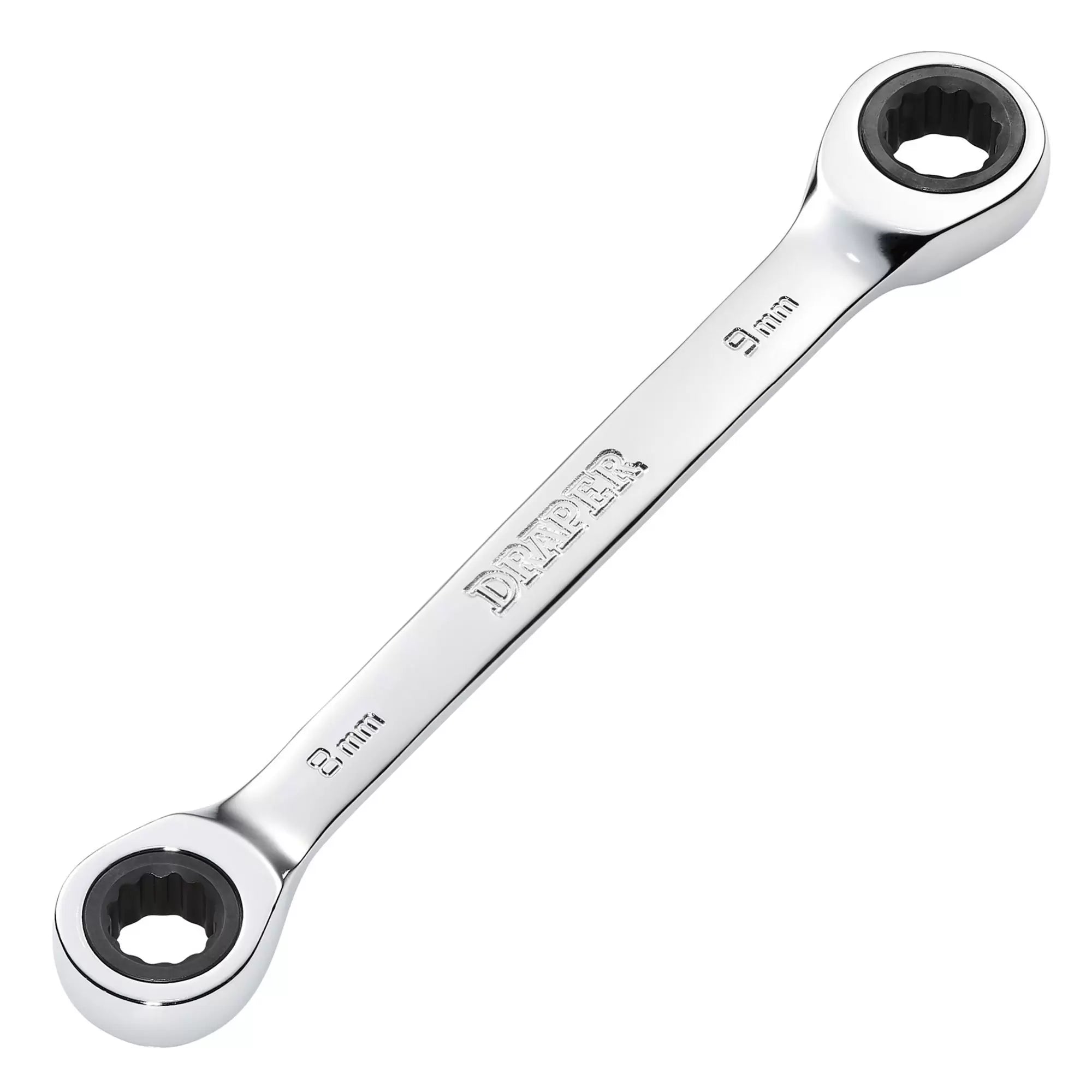 Draper Tools - 27735 - Draper HI-TORQ® Metric Double Ratchet Ring Spanner, 8 x 9mm