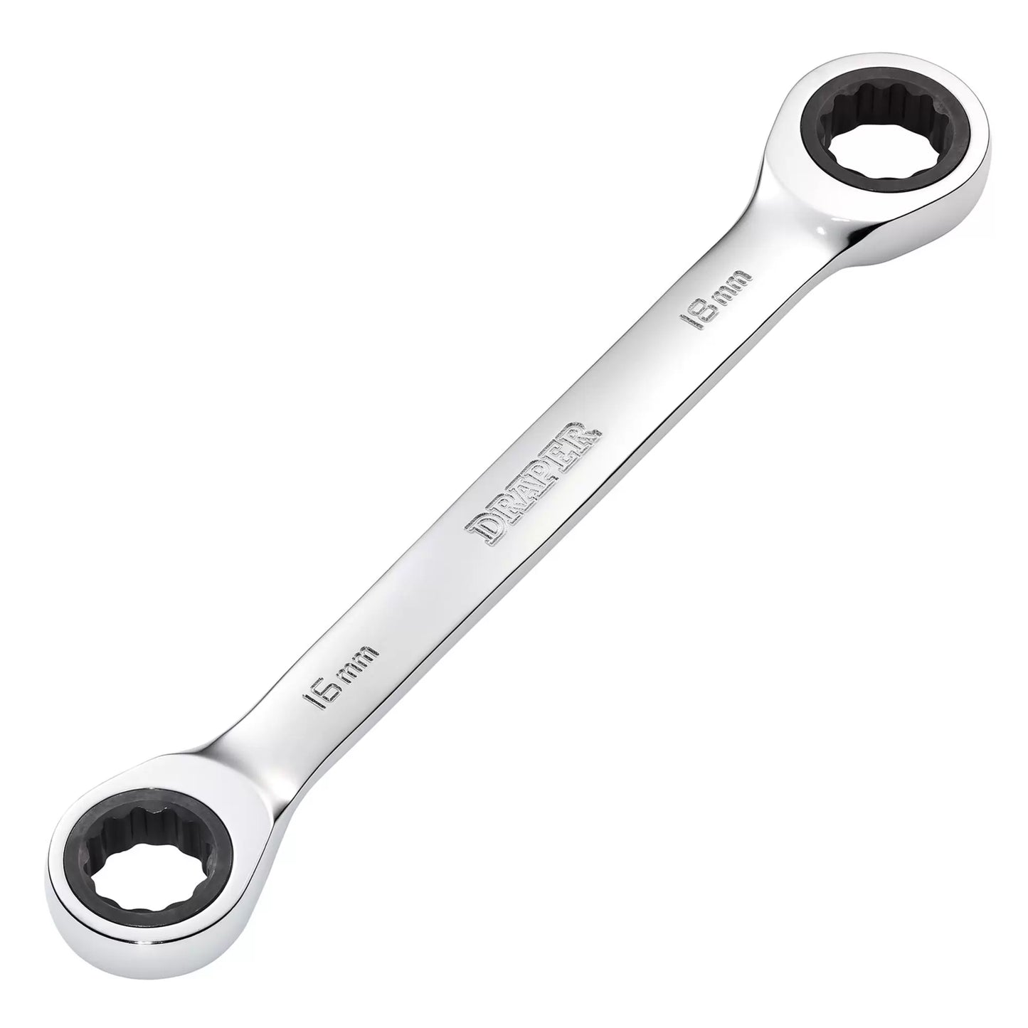 Draper Tools - 27739 - Draper HI-TORQ® Metric Double Ratchet Ring Spanner, 16 x 18mm