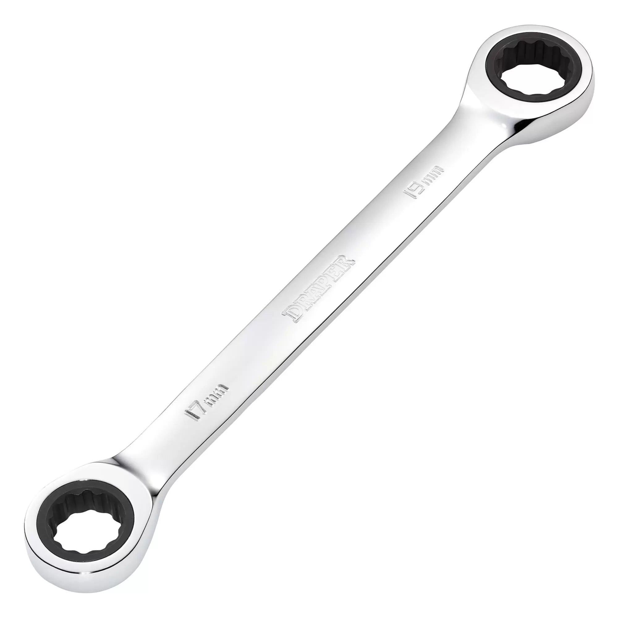 Draper Tools - 27740 - Draper HI-TORQ® Metric Double Ratchet Ring Spanner, 17 x 19mm