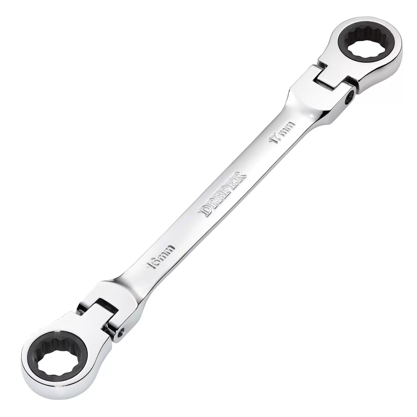 Draper Tools - 27756 - Draper HI-TORQ® Metric Flexible Head Double Ring Ratchet Spanner, 16 x 17mm