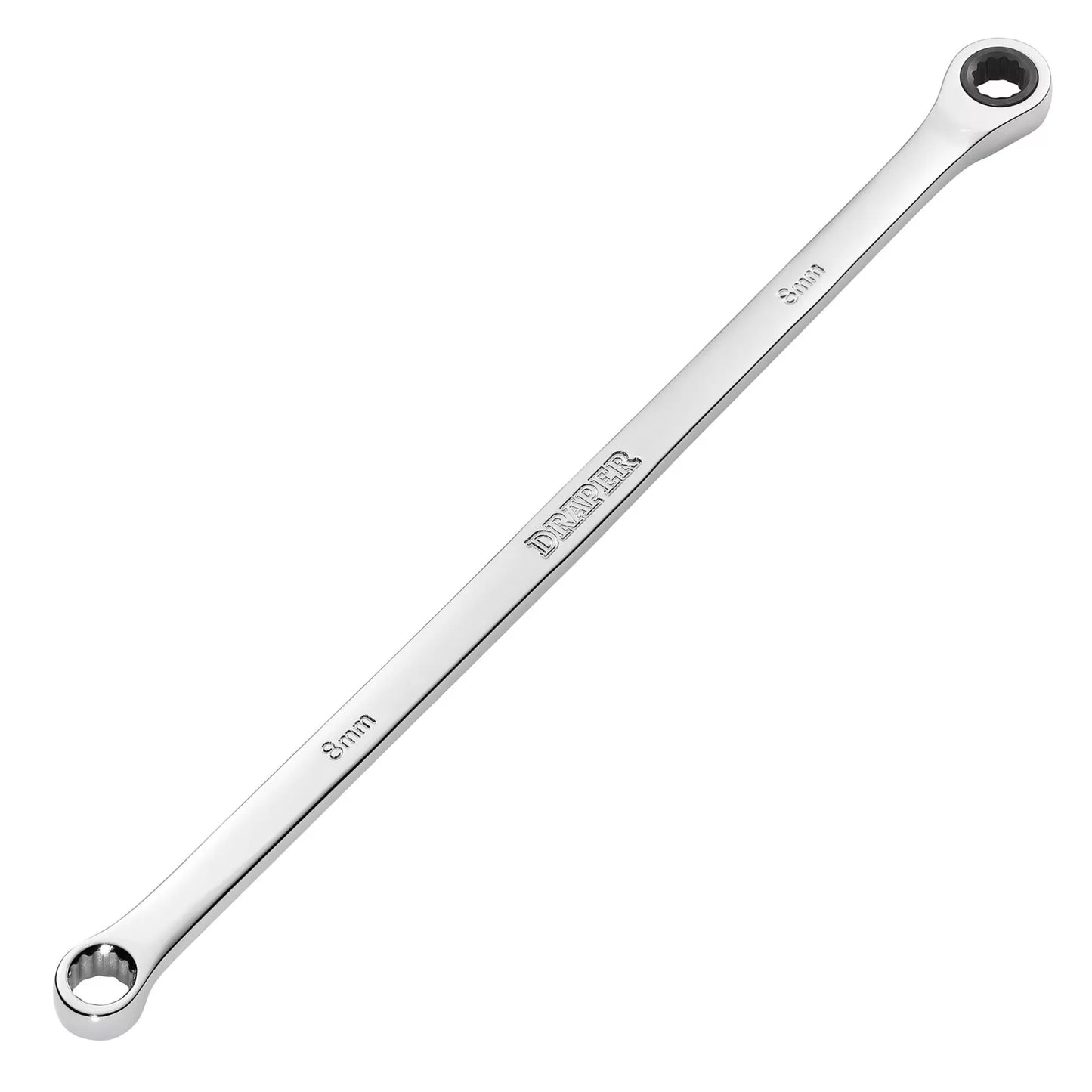 Draper Tools - 27765 - Draper HI-TORQ® Metric Extra-Long Double Ring Ratchet Spanner, 8mm
