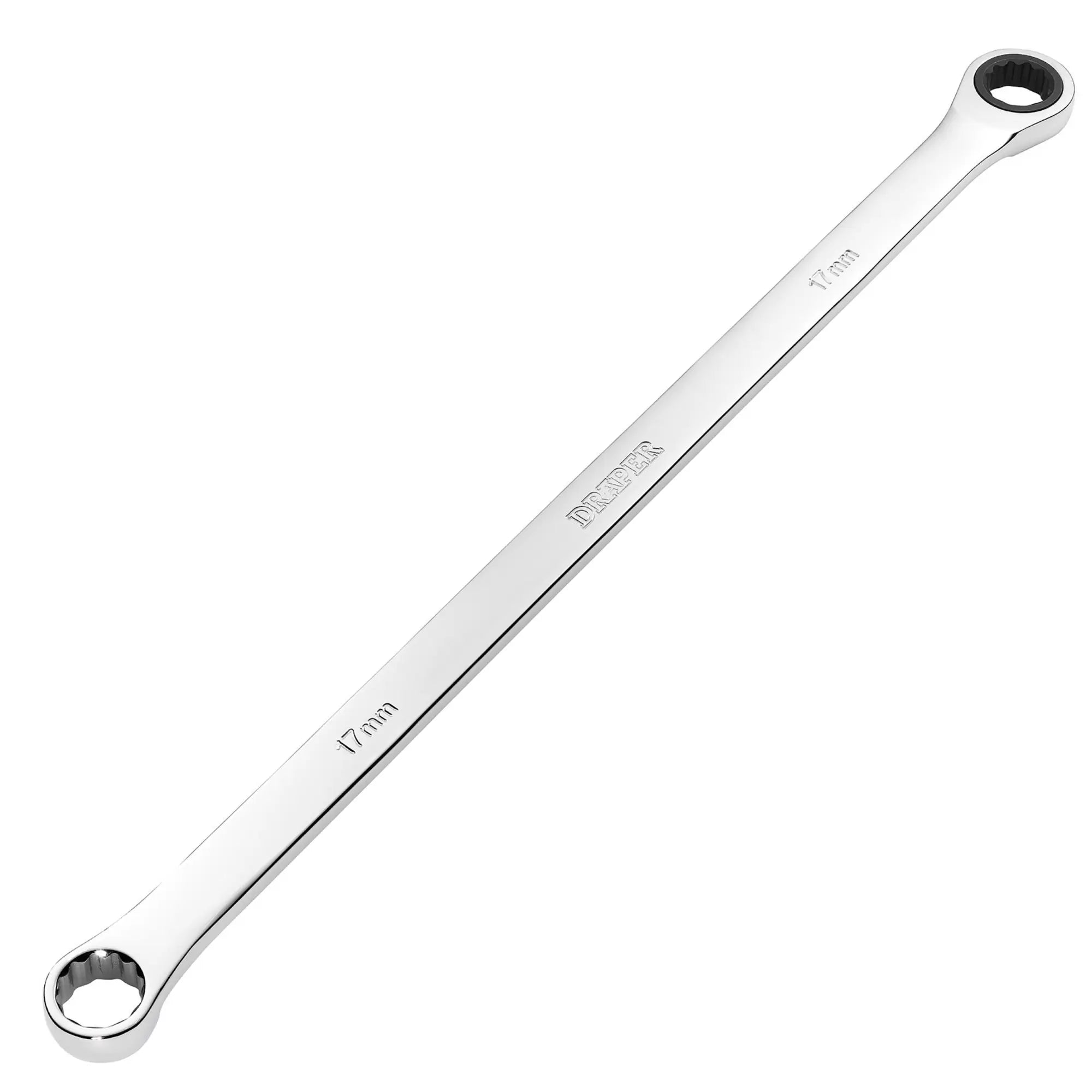 Draper Tools - 27774 - Draper HI-TORQ® Metric Extra-Long Double Ring Ratchet Spanner, 17mm