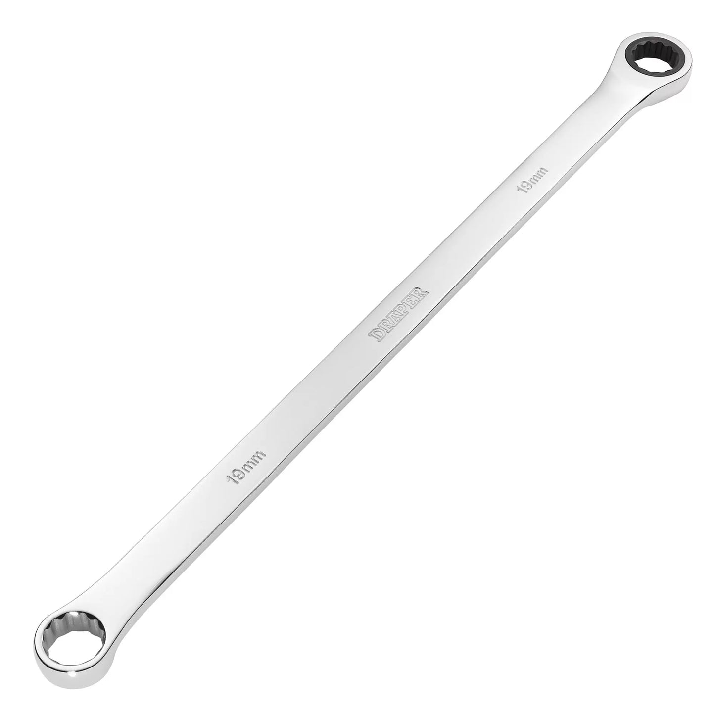 Draper Tools - 27777 - Draper HI-TORQ® Metric Extra-Long Double Ring Ratchet Spanner, 19mm