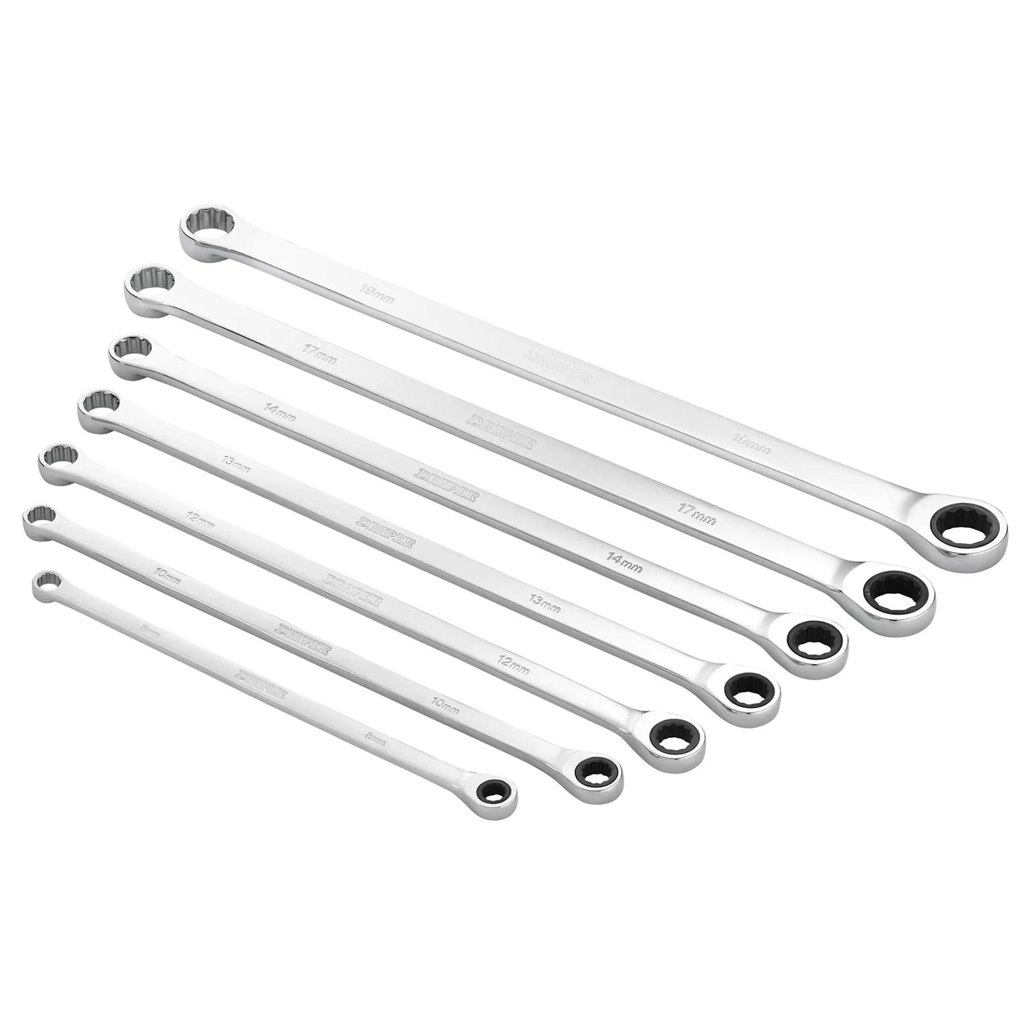 Draper Tools - 27778 - Draper HI-TORQ® Metric Extra-Long Double Ring Ratchet Spanner Set (7 Piece)