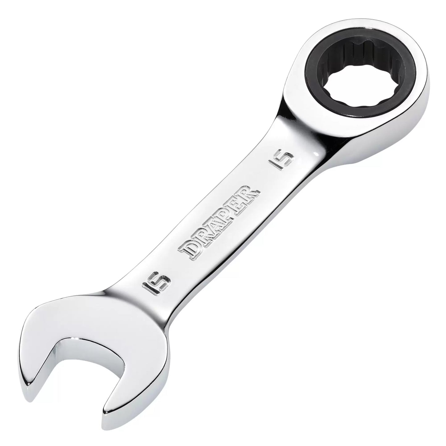 Draper Tools - 27909 - Draper HI-TORQ® Metric Stubby Ratchet Combination Spanner, 15mm