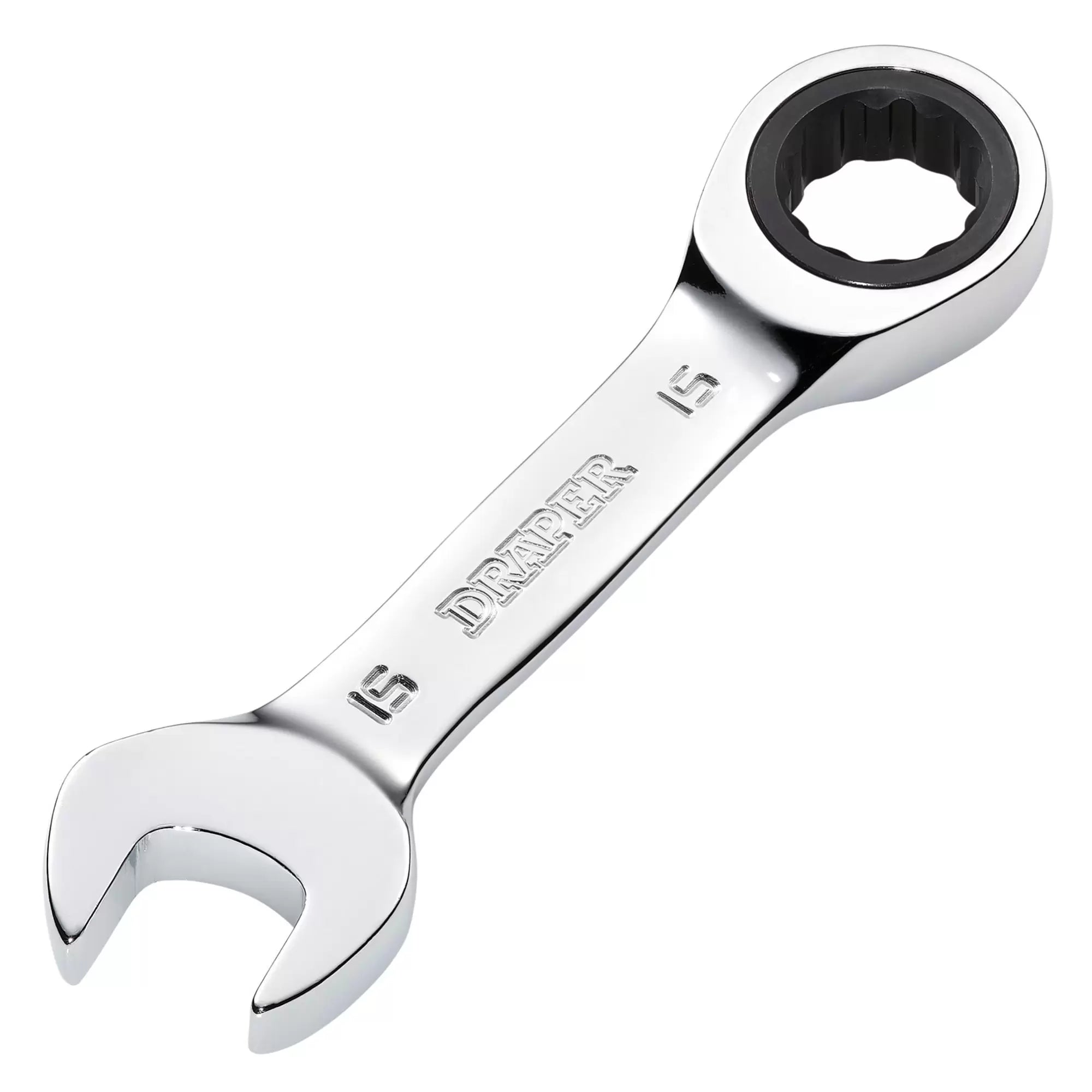 Draper Tools - 27909 - Draper HI-TORQ® Metric Stubby Ratchet Combination Spanner, 15mm