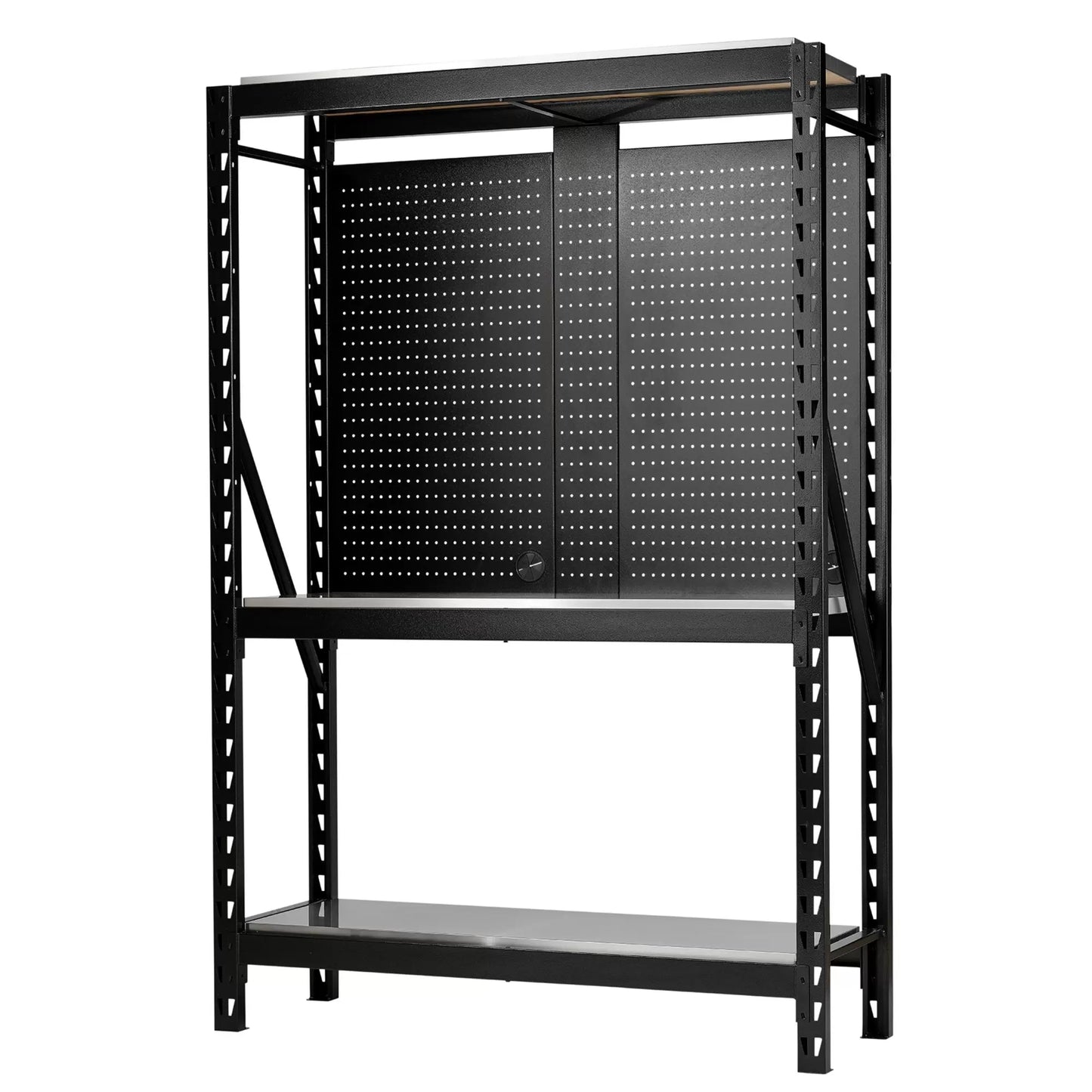 Draper Tools - 27922 - BUNKER 17 Piece Modular 3 Tier Racking with Stainless Steel Shelving and Pegboards, 1500mm