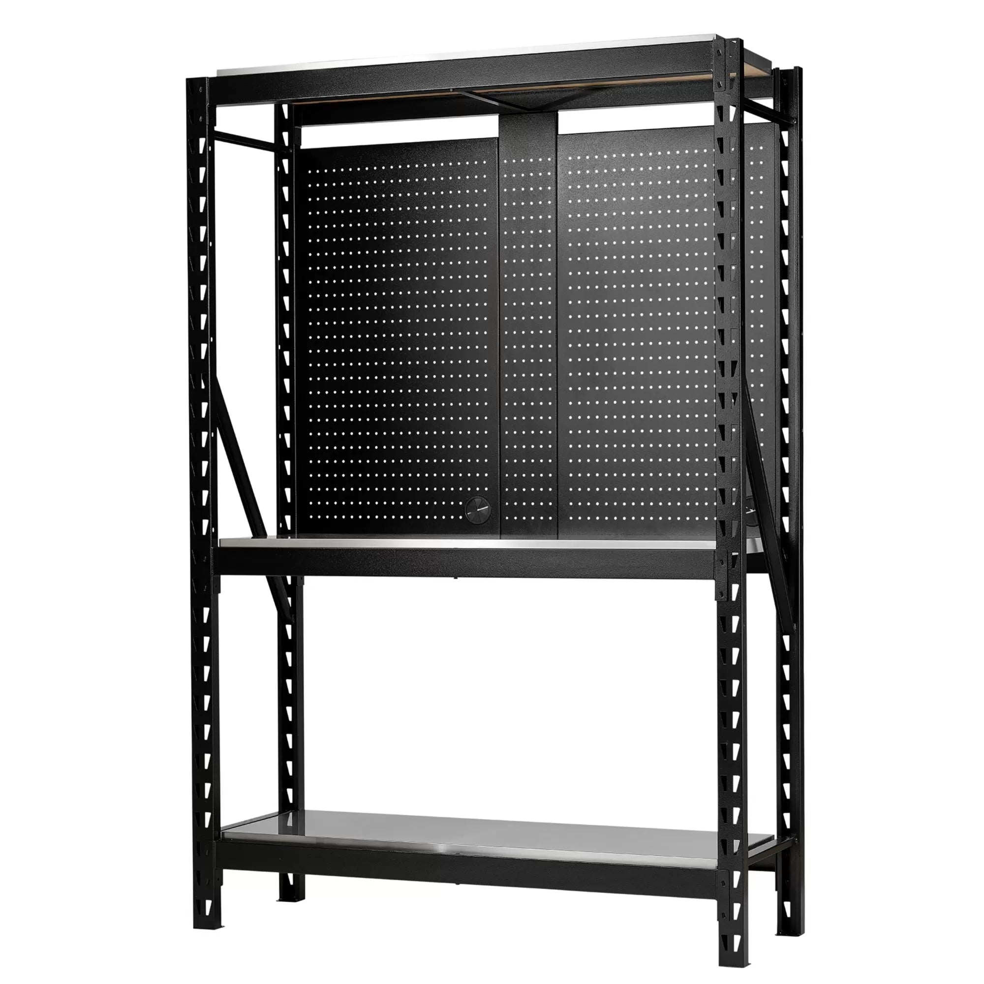 Draper Tools - 27922 - BUNKER 17 Piece Modular 3 Tier Racking with Stainless Steel Shelving and Pegboards, 1500mm
