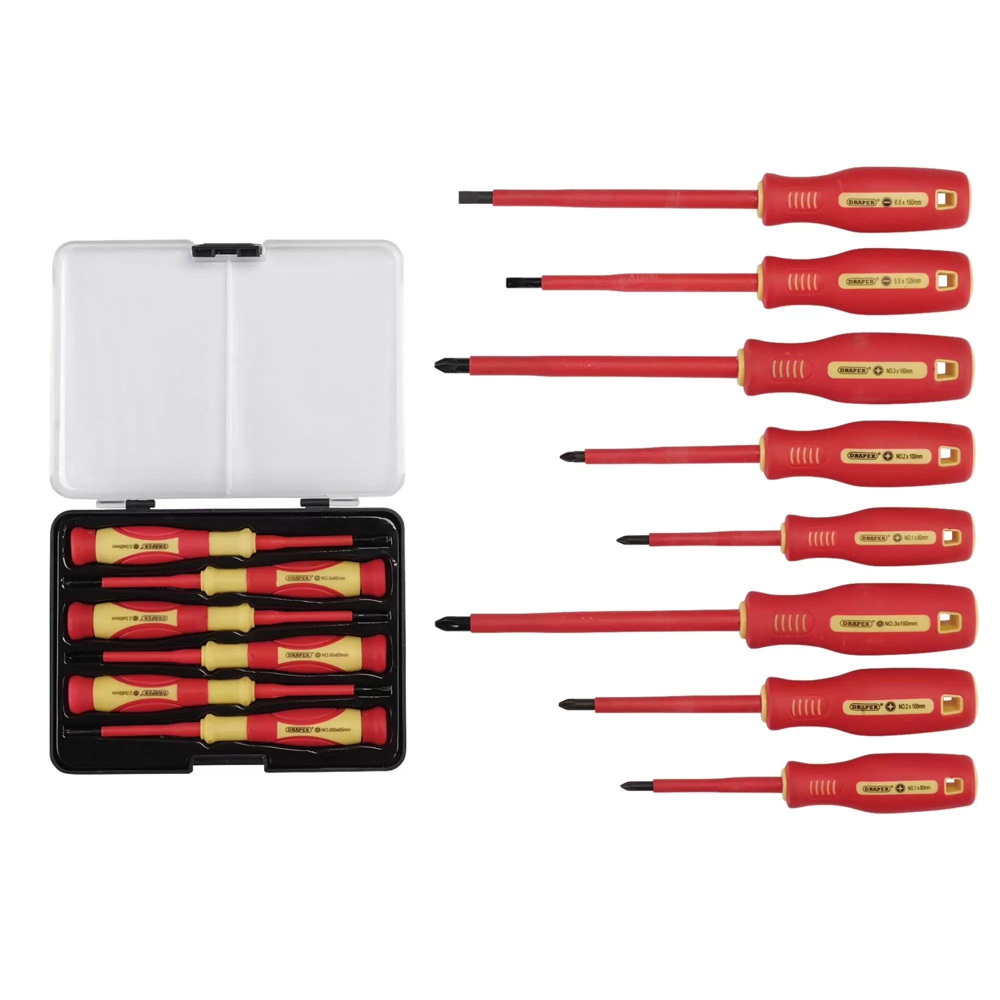 Draper Tools - 28028 - VDE Approved Fully Insulated Screwdriver and Precision Screwdriver Set (14 Piece)