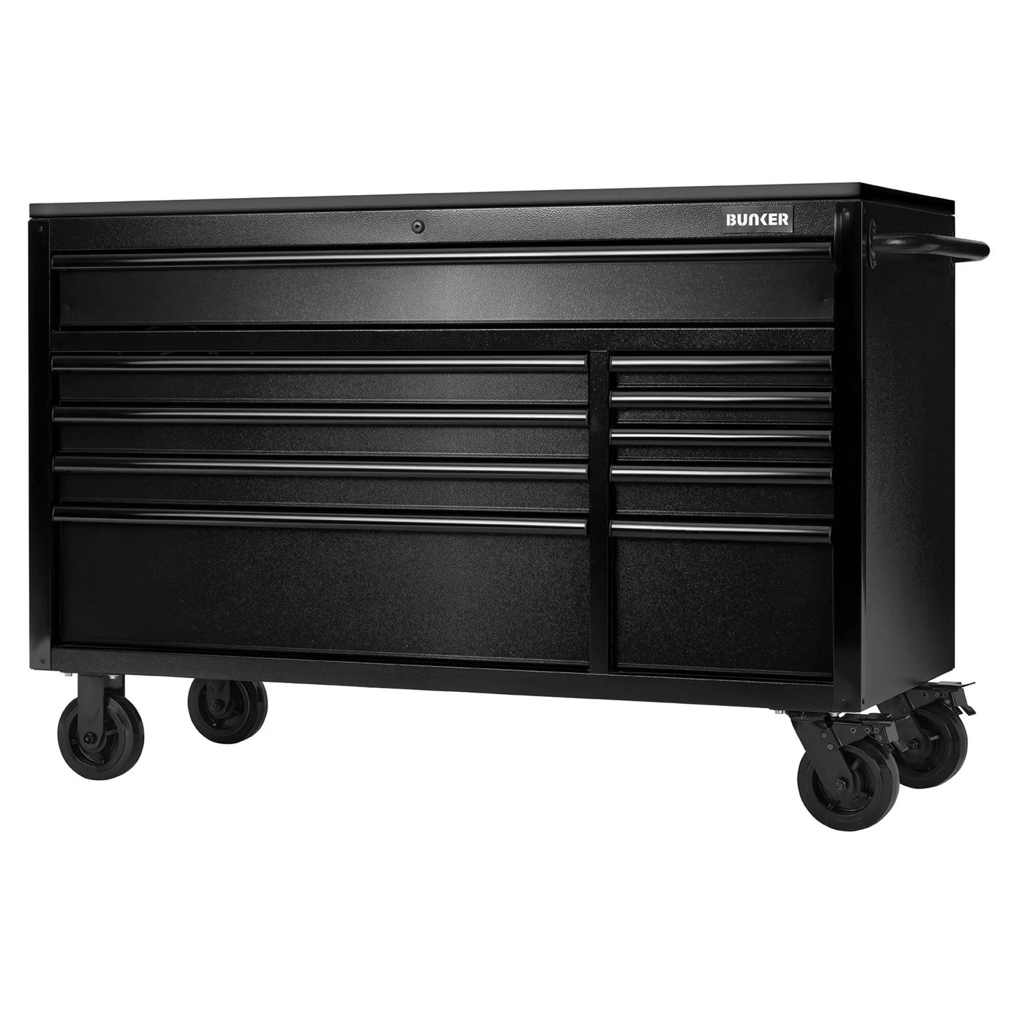 Draper Tools - 28077 - BUNKER 10 Drawer Workbench Roller Tool Cabinet with Black Stainless Steel Worktop, 56"