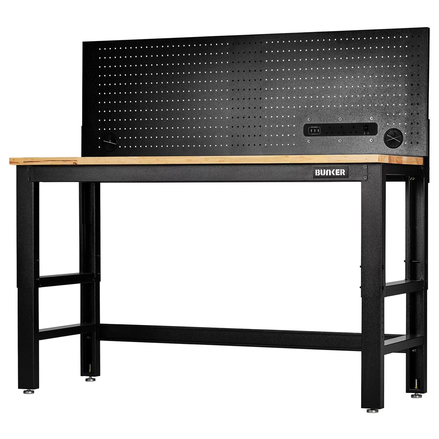 Draper Tools - 28096 - BUNKER Workbench with Hardwood Worktop and Power Pegboard, 1550mm