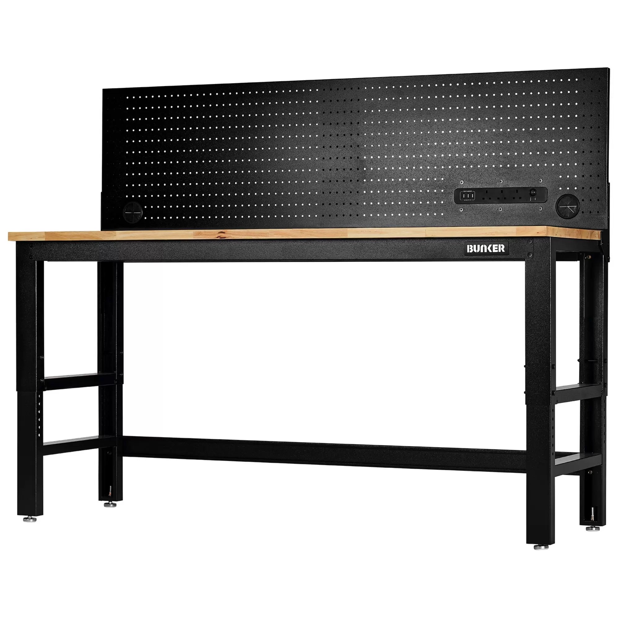 Draper Tools - 28098 - BUNKER Workbench with Hardwood Worktop and Power Pegboard, 1830mm