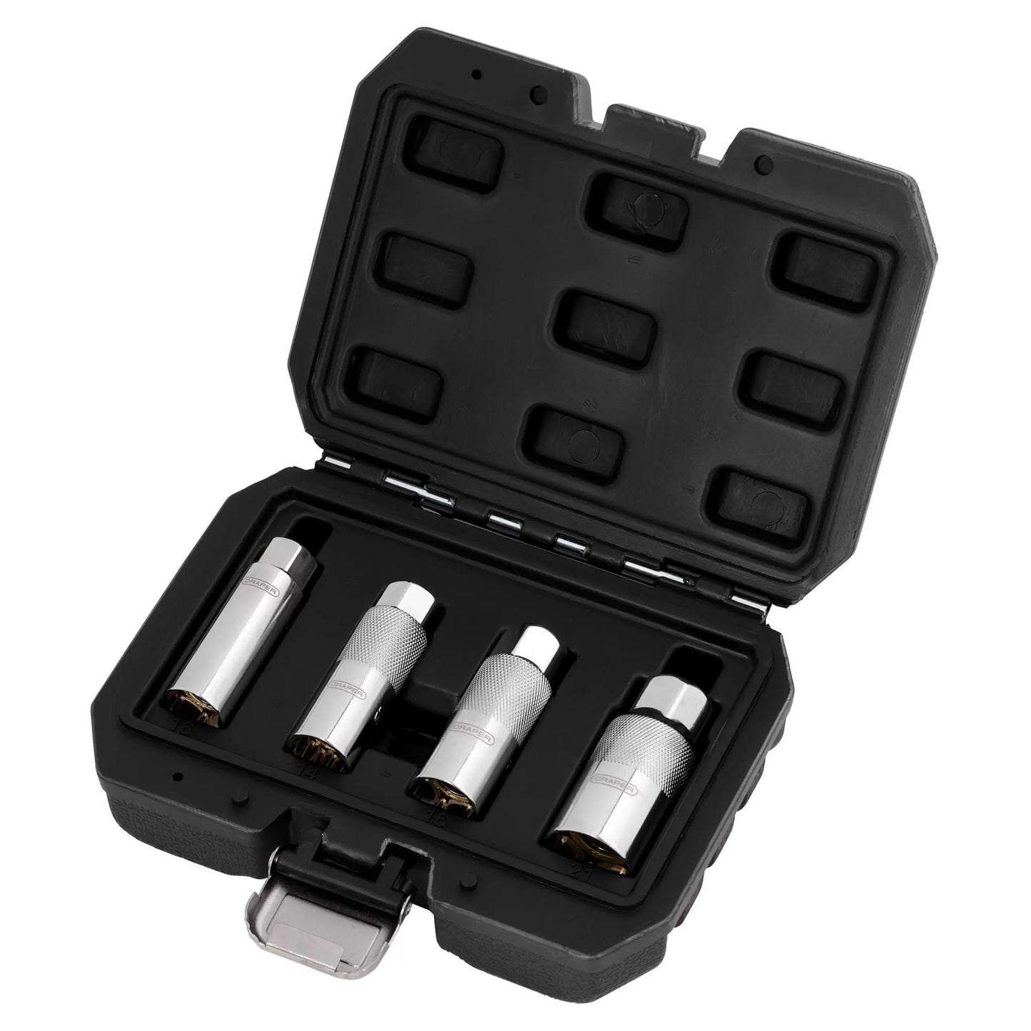 Draper Tools - 28195 - Magnetic Spark Plug Socket Set, 3/8" Sq. Dr. (4 Piece)