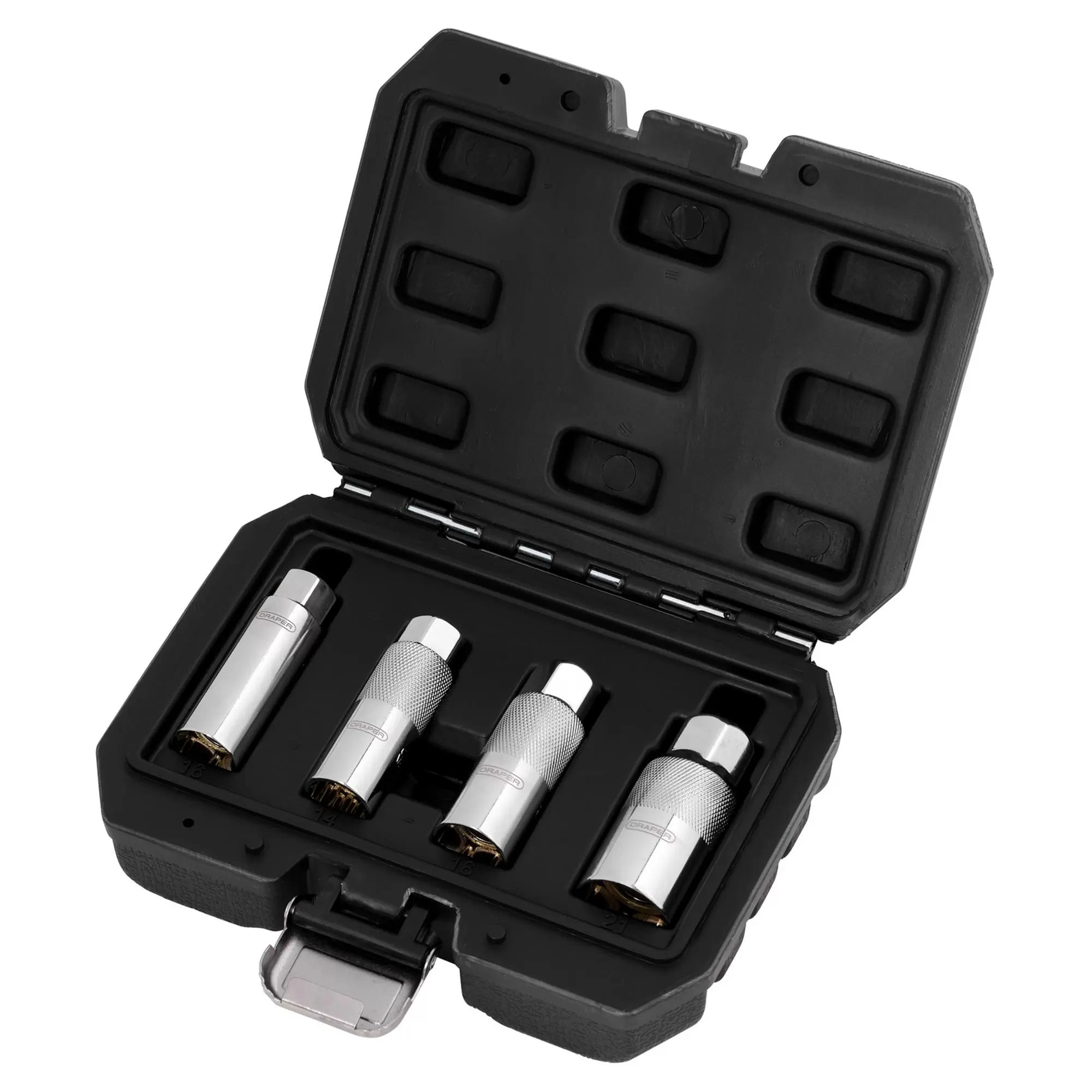 Draper Tools - 28195 - Magnetic Spark Plug Socket Set, 3/8" Sq. Dr. (4 Piece)