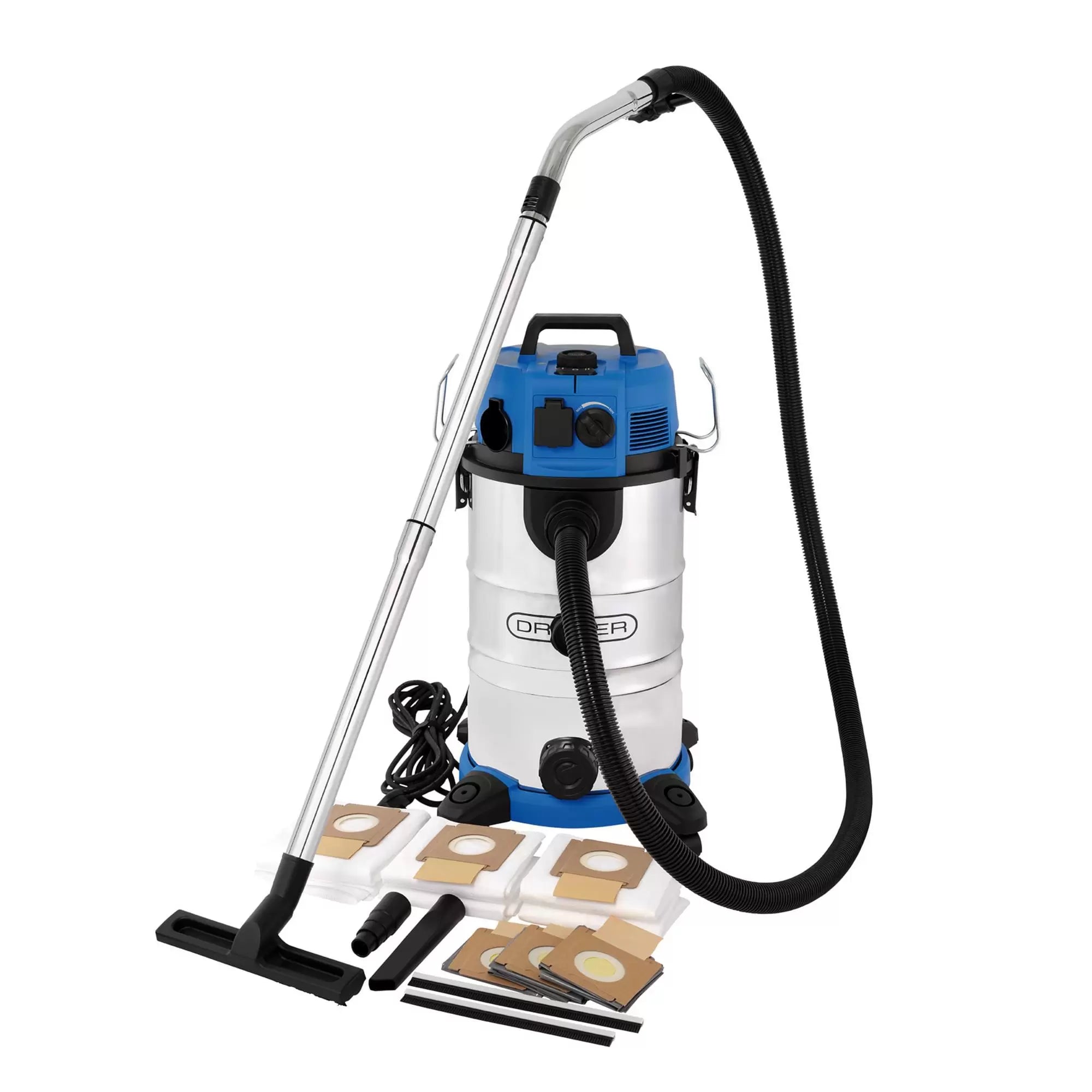 Draper Tools - 28230 - 230V M-Class Dust Extractor, Wet and Dry Vacuum Cleaner with Power Take-Off, 35L, 1500W