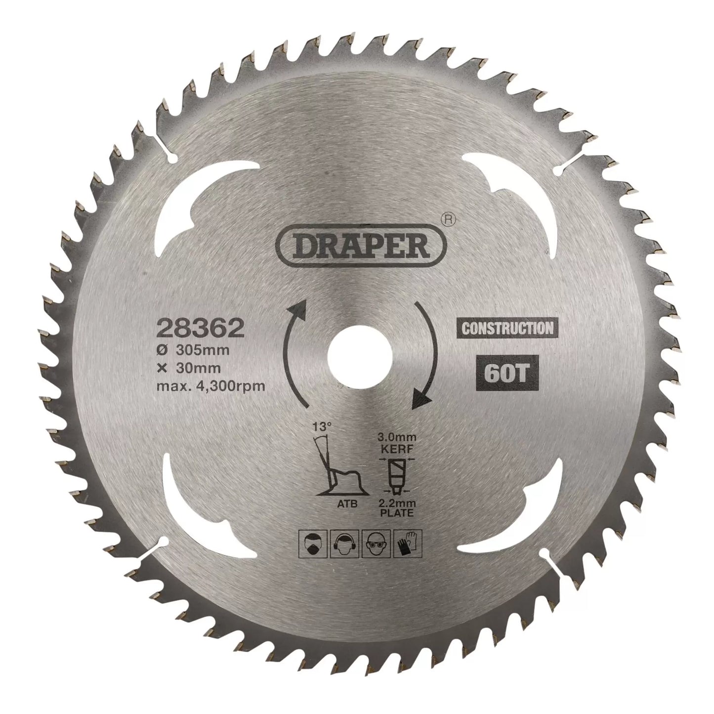 Draper Tools - 28362 - TCT Construction Circular Saw Blade, 305 x 30mm, 60T