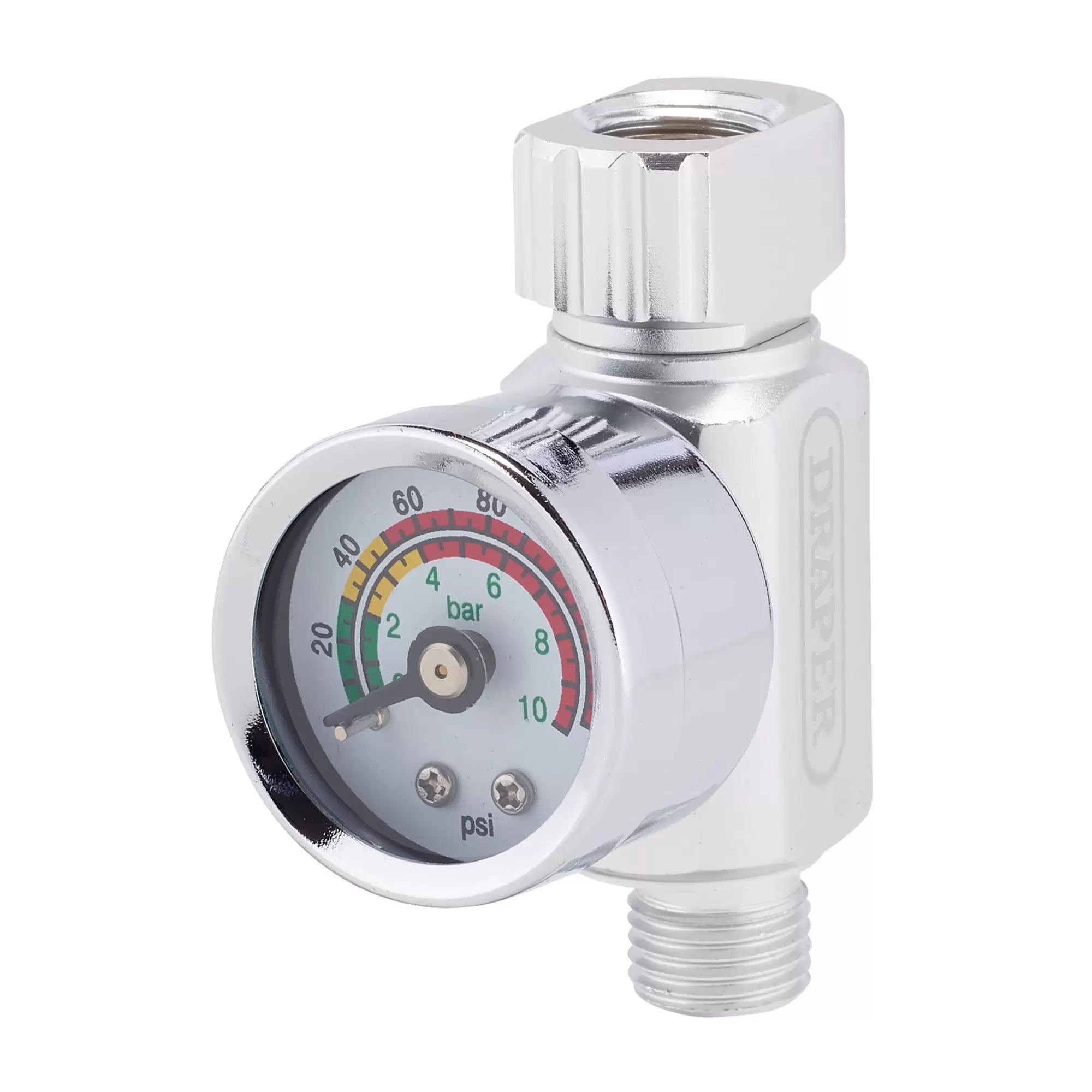 Draper Tools - 28377 - 1/4" BSP On-Gun Air Regulator and Gauge, 140psi