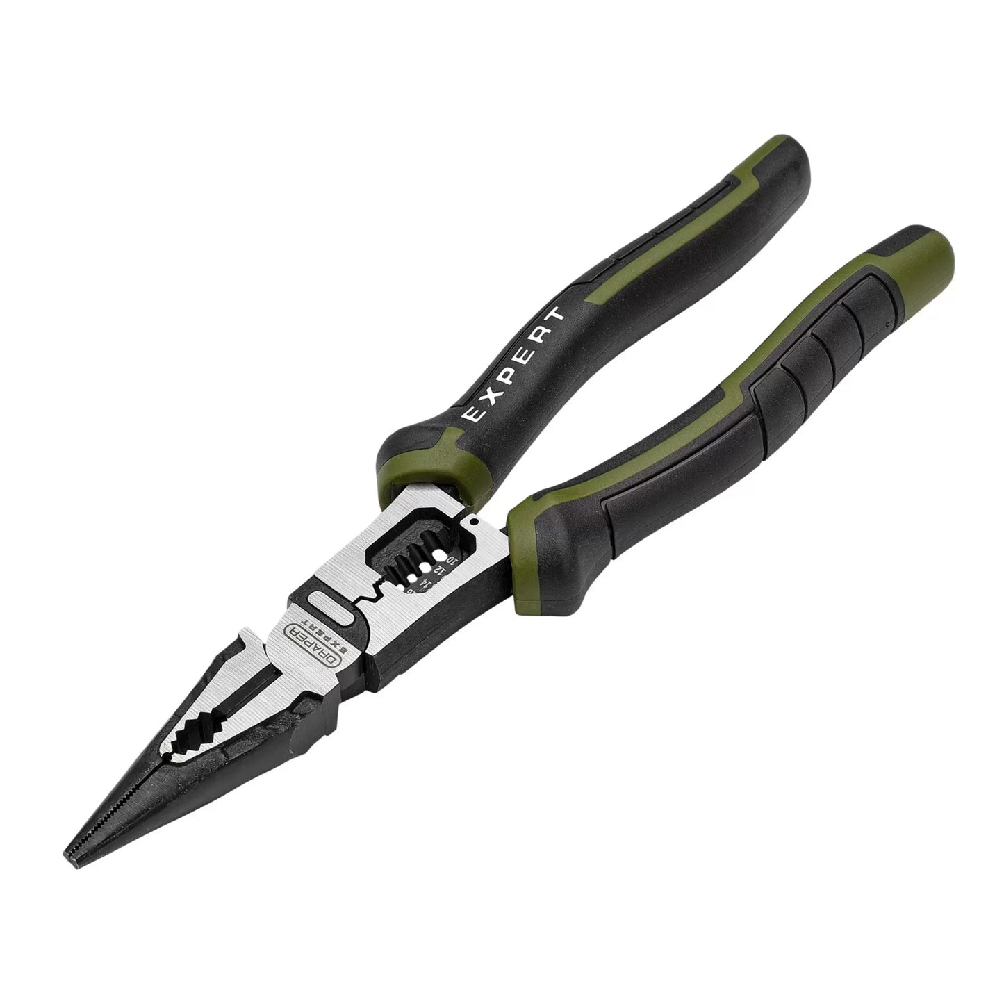 Draper Tools - 28527 - Draper Expert Long Nose Pliers with Wire Stripper, 200mm
