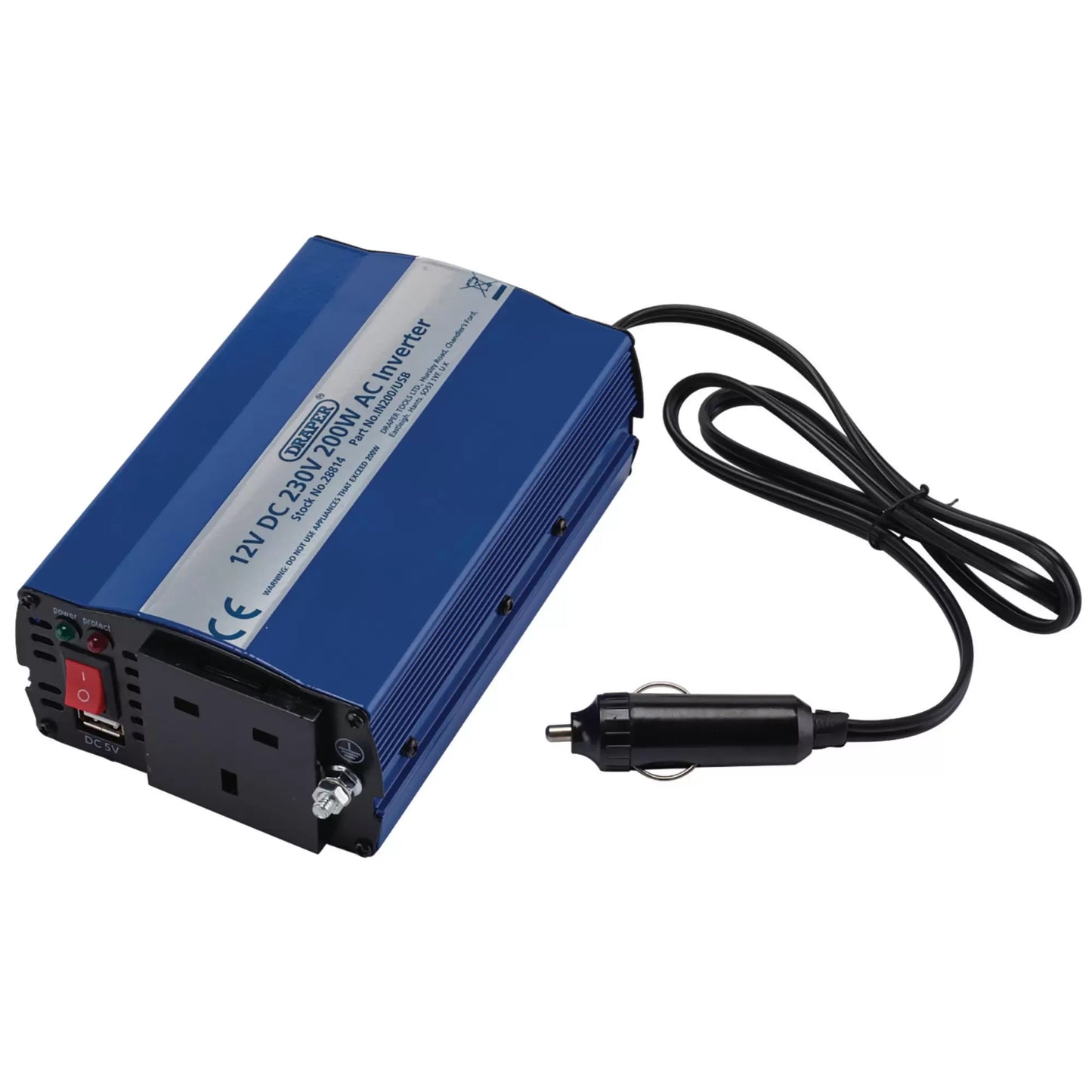Draper Tools - 28814 - 12V DC-AC Inverter, 200W
