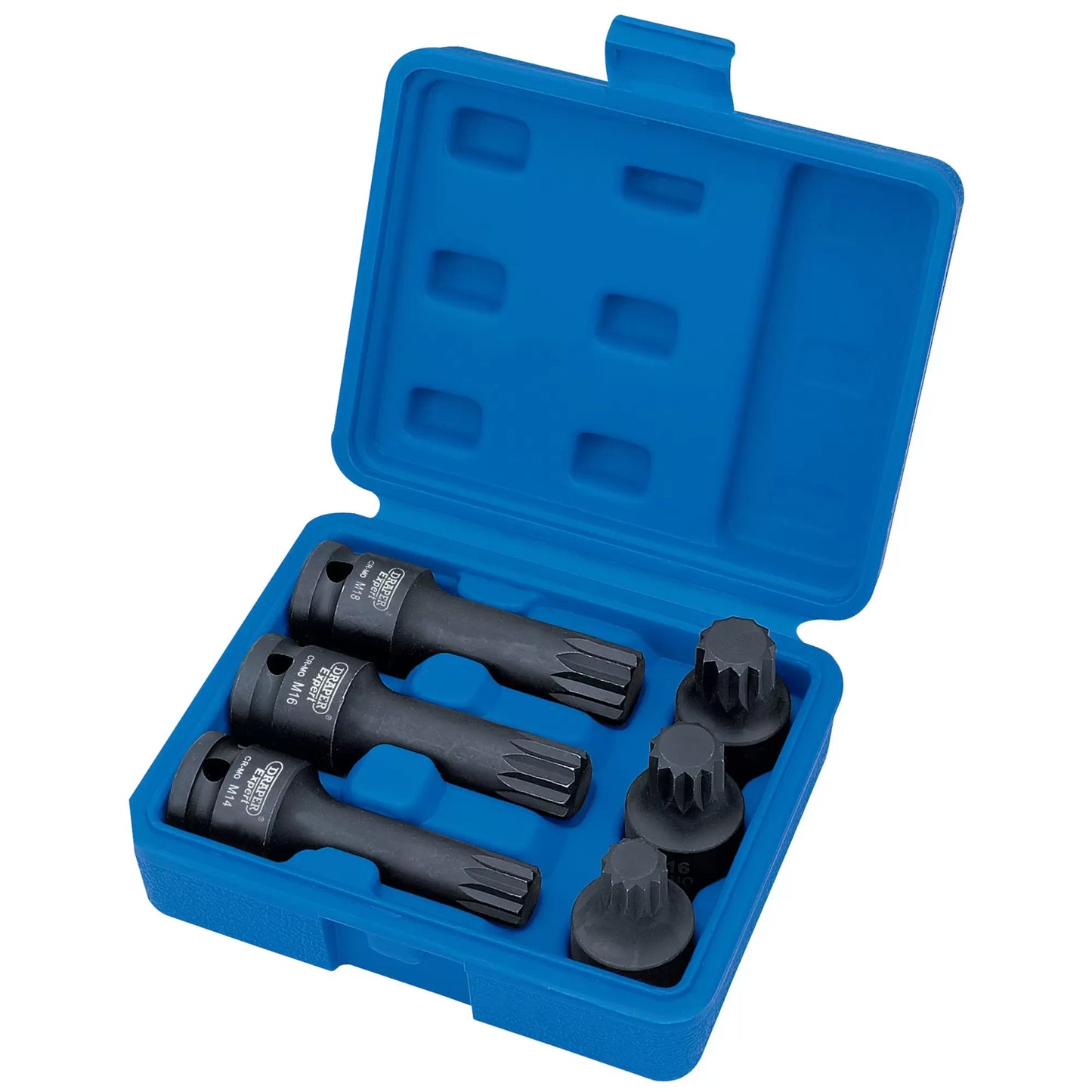 Draper Tools - 28881 - Draper Expert Impact Spline Bit Set, 1/2" Sq. Dr. (6 Piece)