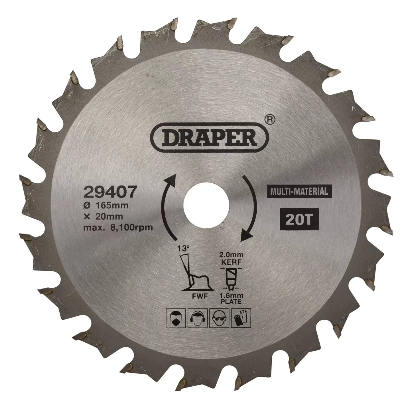 Draper TCT Multi-Purpose Circular Saw Blade 165x20mm 20T