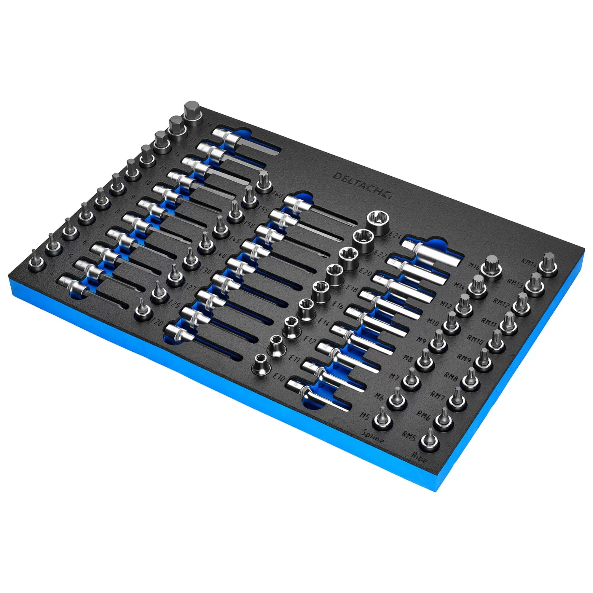 Draper Tools - 29449 - Torx, Hexagon, E-Torx, Multi-Tooth/Spline, Ribe Socket Set, 1/2" Sq. Dr. in EVA Foam Inlay