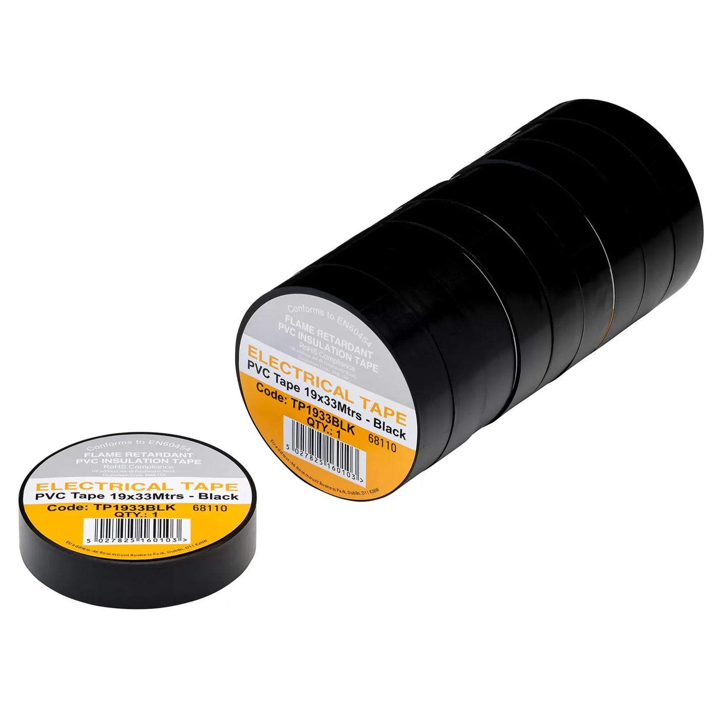 Draper Tools - 29496 - Black PVC Electrical Insulation Tape, 19mm x 33m (Pack of 10)