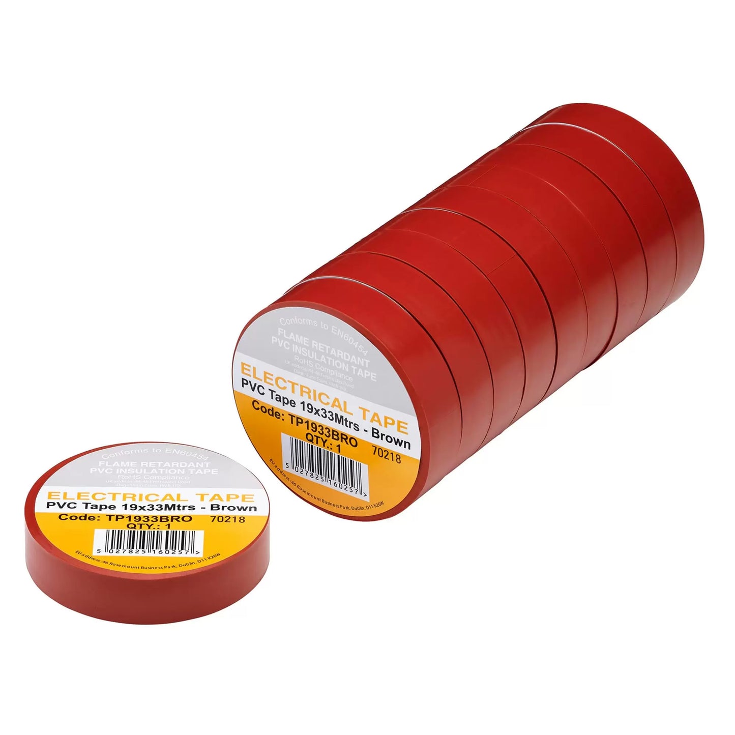Draper Tools - 29498 - Brown PVC Electrical Insulation Tape, 19mm x 33m (Pack of 10)