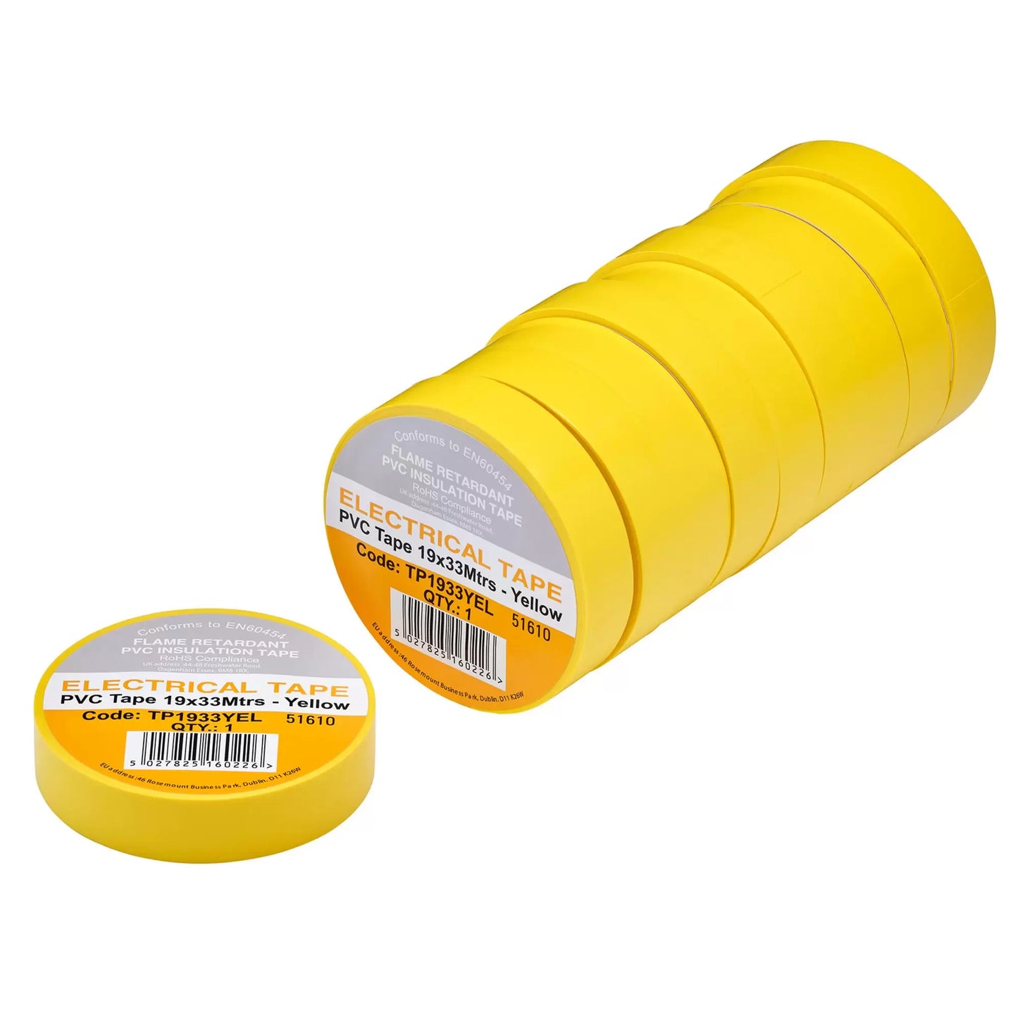 Draper Tools - 29502 - Yellow PVC Electrical Insulation Tape, 19mm x 33m (Pack of 10)