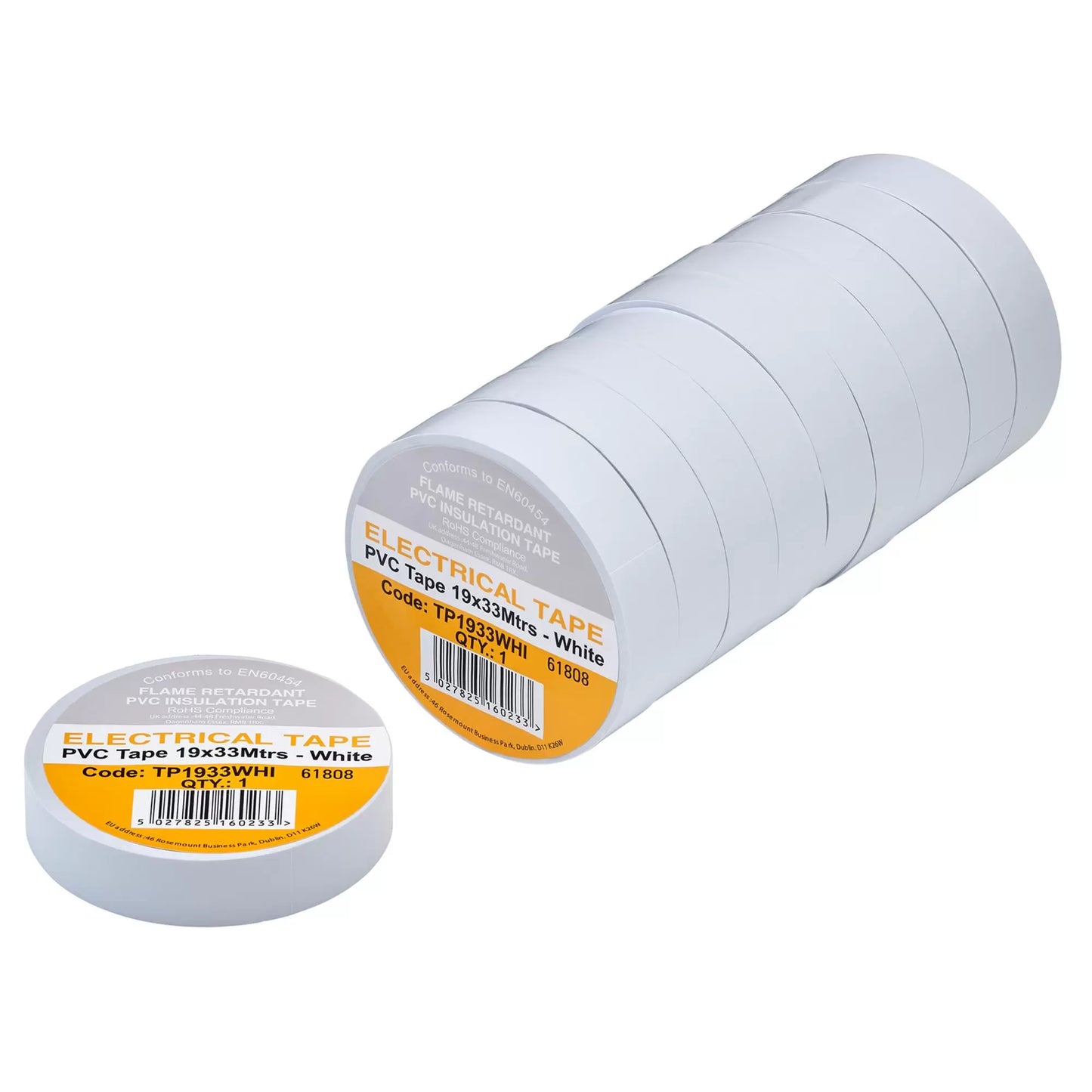 Draper Tools - 29503 - White PVC Electrical Insulation Tape, 19mm x 33m (Pack of 10)