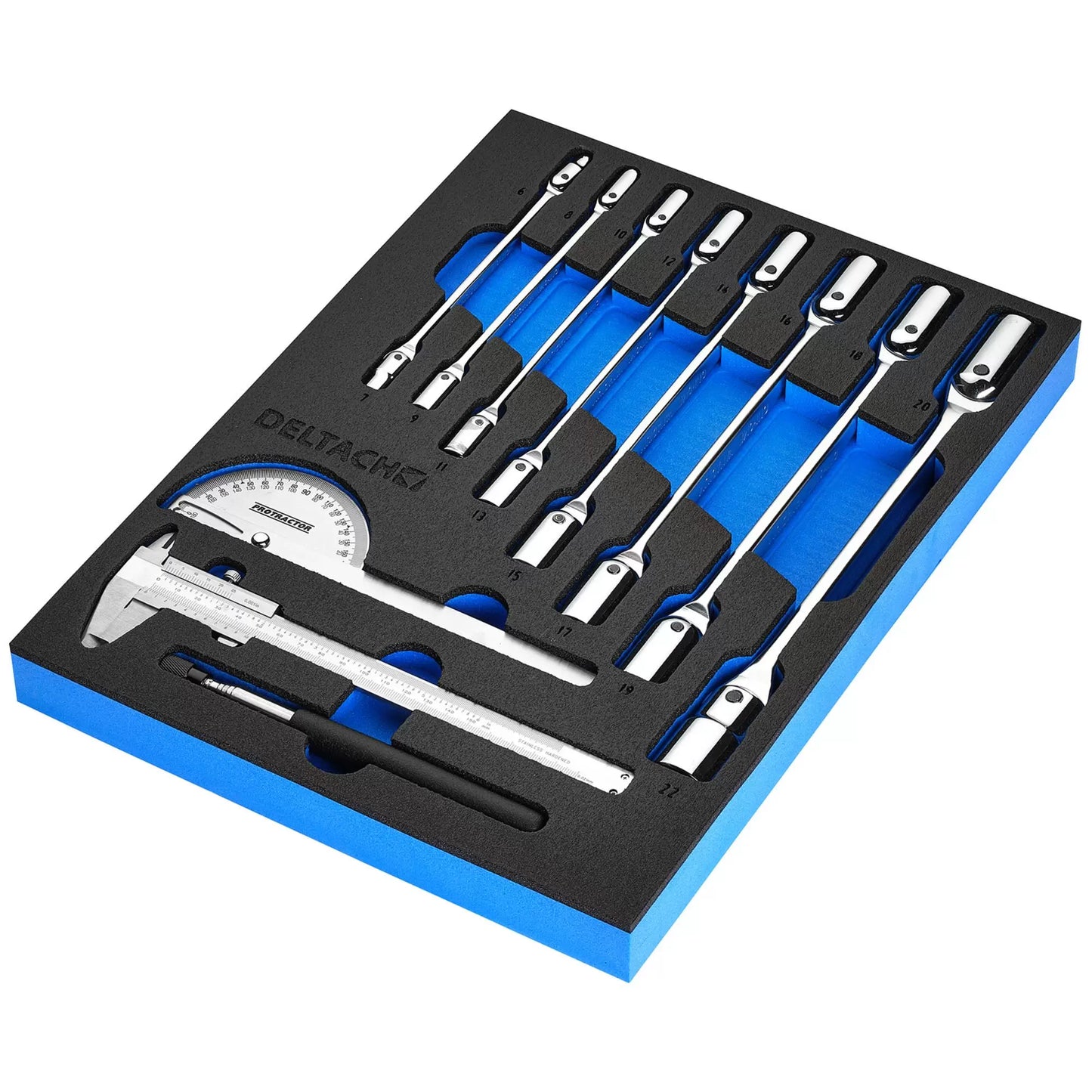 Draper Tools - 29716 - Knee Wrench, Measuring and Pick-up Set in EVA Foam Inlay (10 Piece)