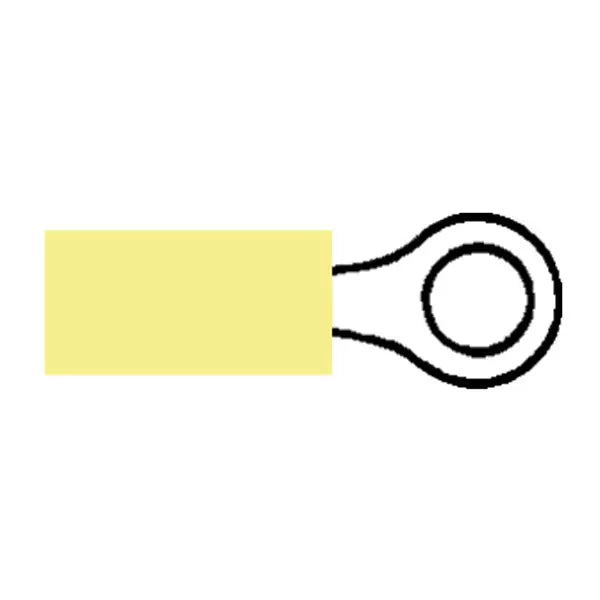 Durite 2-001-67 - Terminal Heatshrink Yellow 4.3mm Ring Pk100