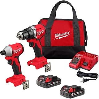 Milwaukee M18 Compact Brushless 2-Tool Combo Kit – Drill Driver & Impact Driver (3692-22CT, New Gen Kit)